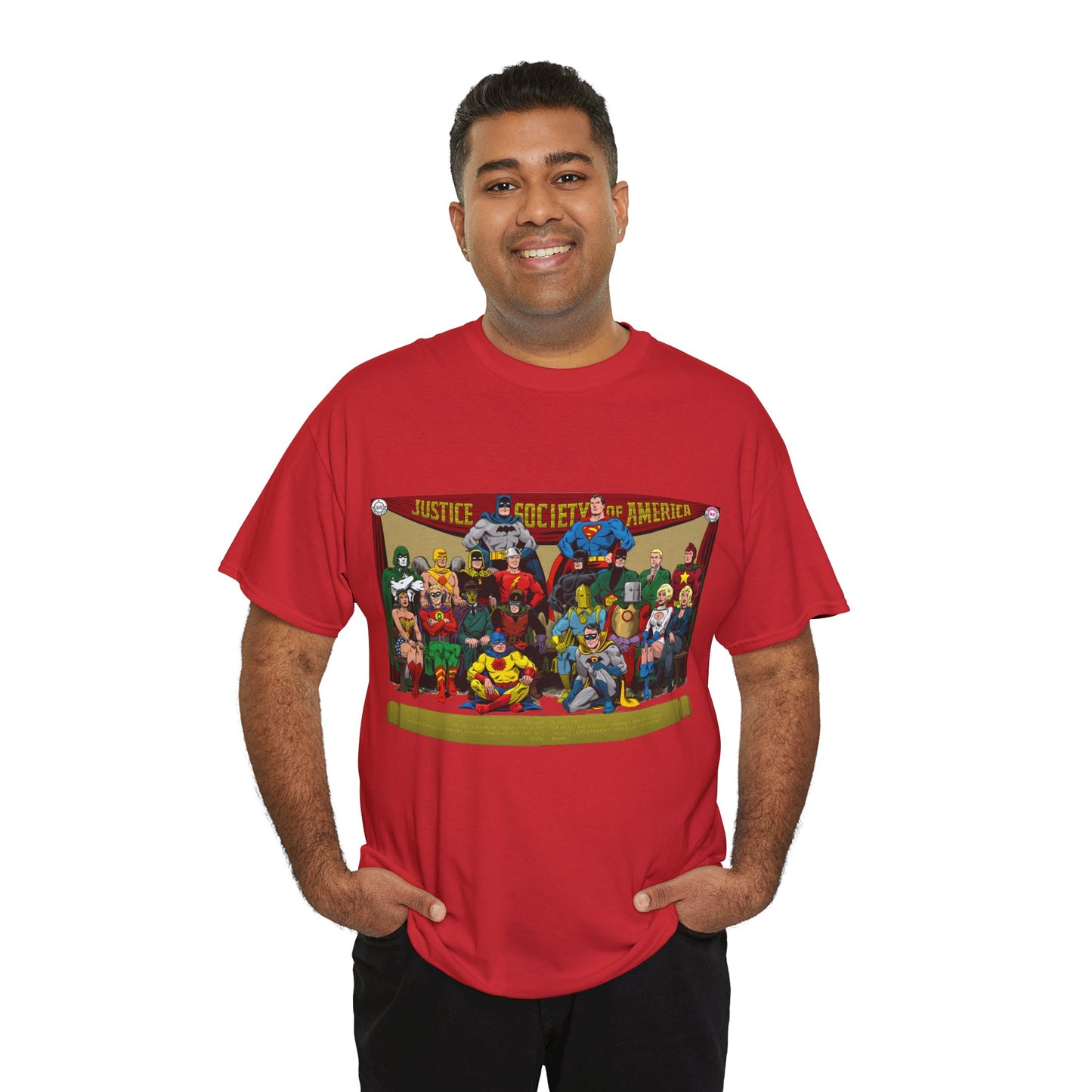 JSA T-Shirt - Sandman, Starman, Atom, Dr Fate, Mr Terrific, Flash, Green Lantern - DC Comics - Justice Society of America - Golden Age
