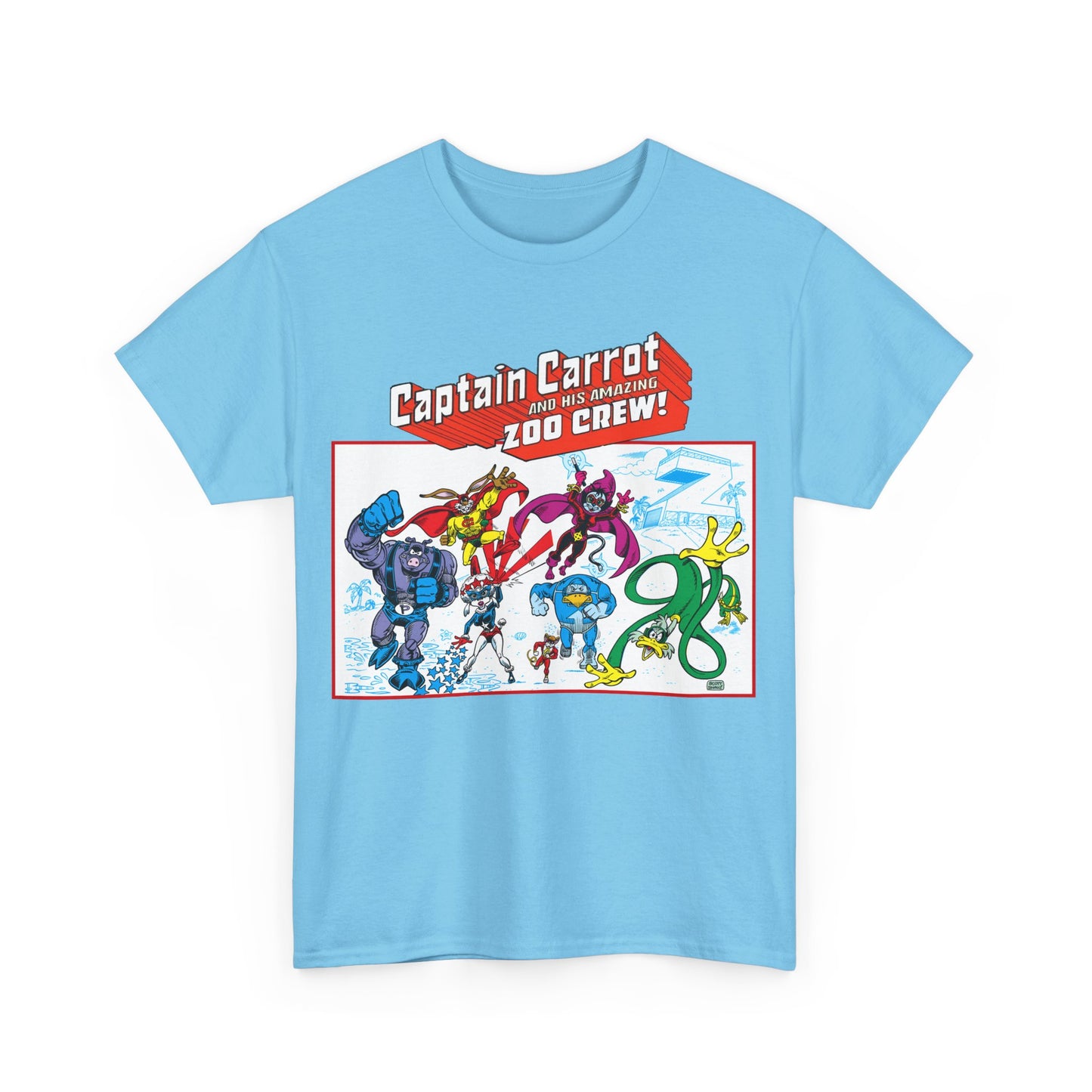 Captain Carrot & His Amazing Zoo Crew T-Shirt - DC Comics Series - Funny Animal Retro 1980s - Pig-Iron, Yankee Poodle, Rubberduck