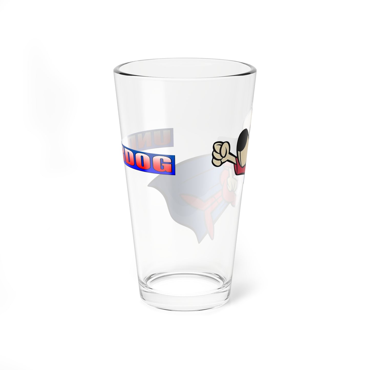 Underdog Pint Glass, 16oz - Shoeshine Boy - Saturday Morning Cartoon - 1960s TV Animation
