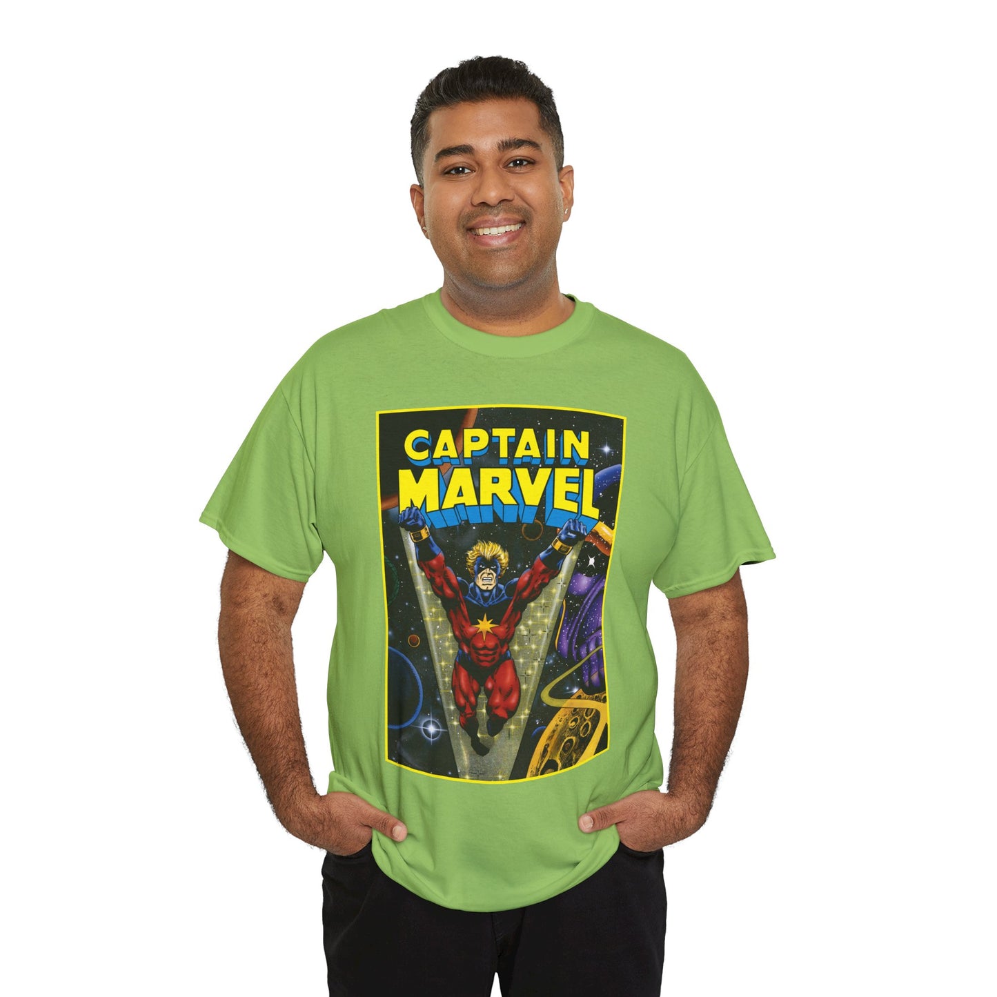 Captain Marvel T-Shirt - Mar-Vell - Thanos - Jim Starlin Art - 1970s Cosmic Superhero - Marvel Comics