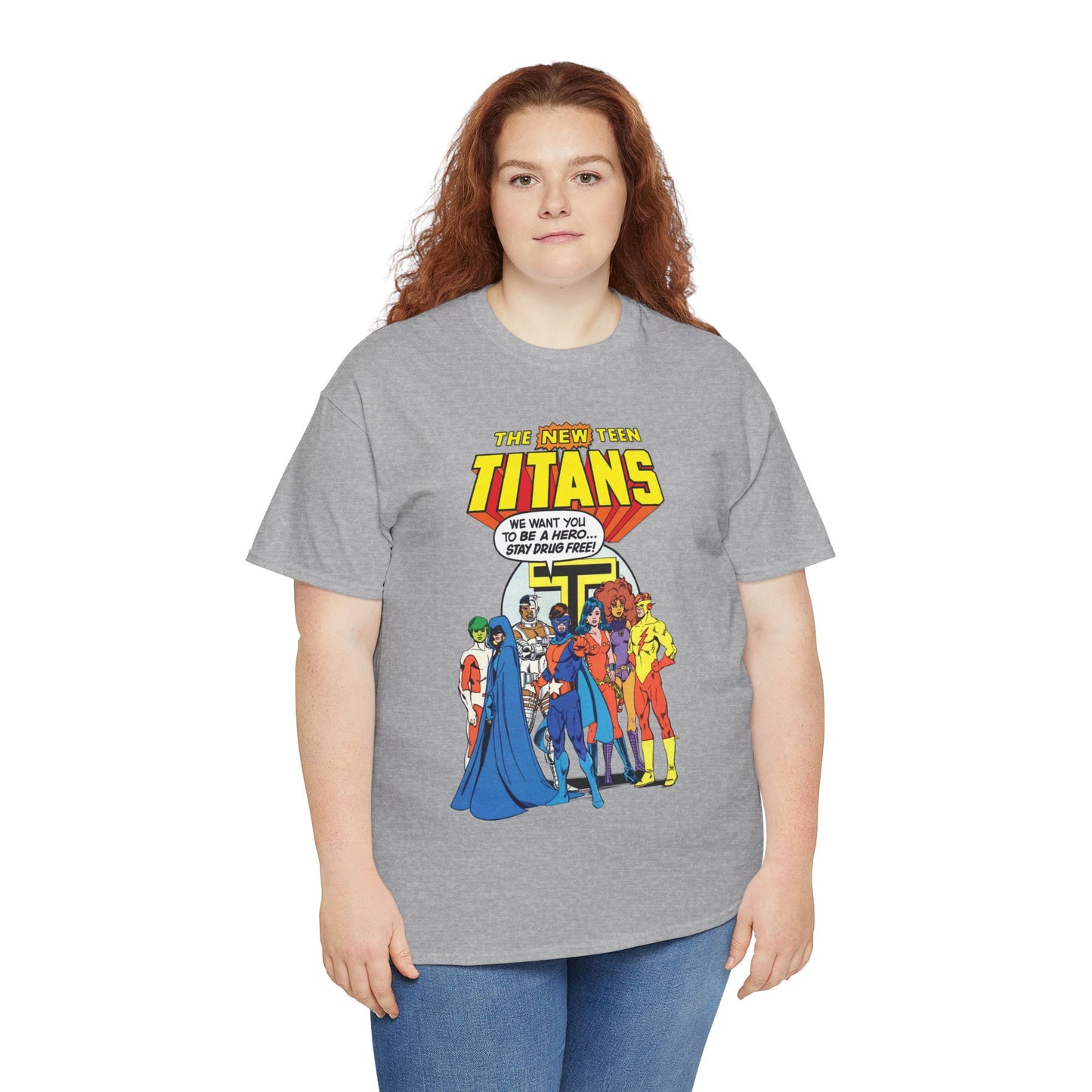 New Teen Titans T-Shirt - 1980s DC Comics Drug Awareness Specials - Protector, Starfire, Cyborg, Wonder Girl, Raven
