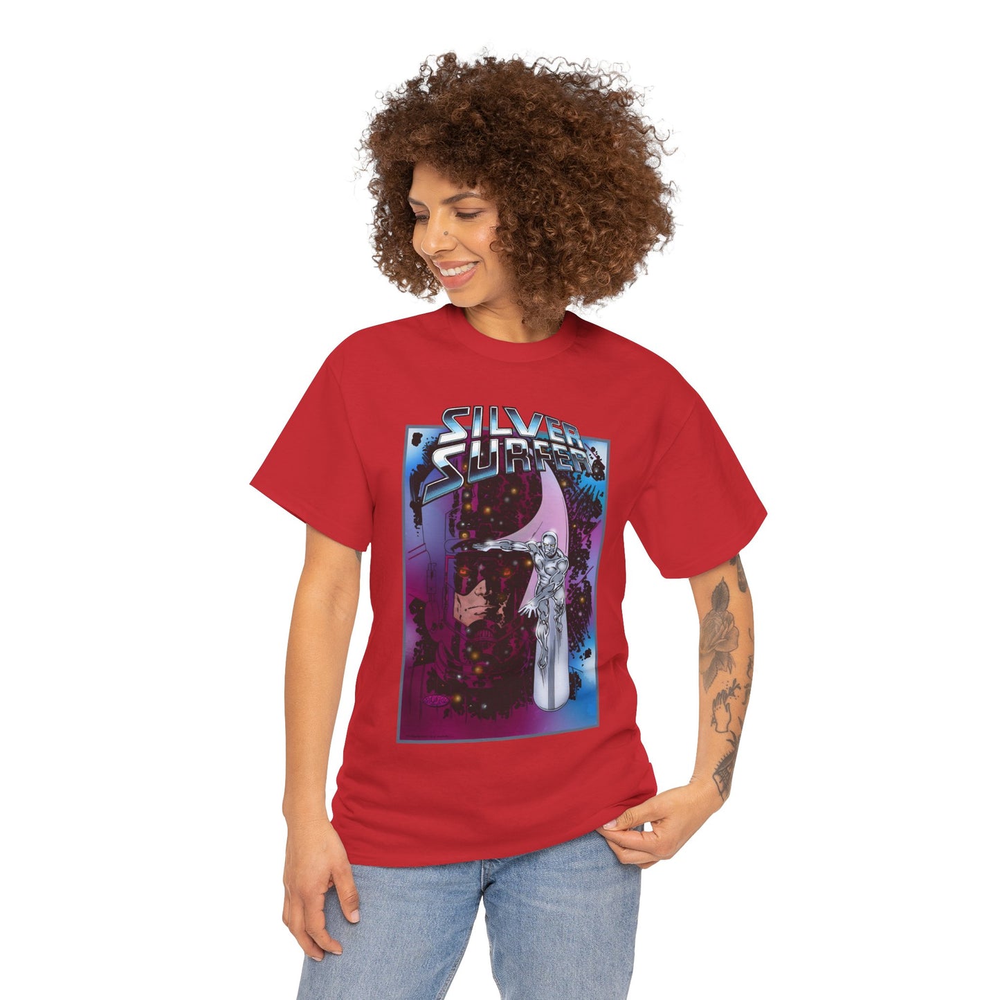 Silver Surfer & Galactus T-Shirt - John Byrne Art - Fantastic Four Connection - Former Herald, Norrin Radd - Marvel Comics