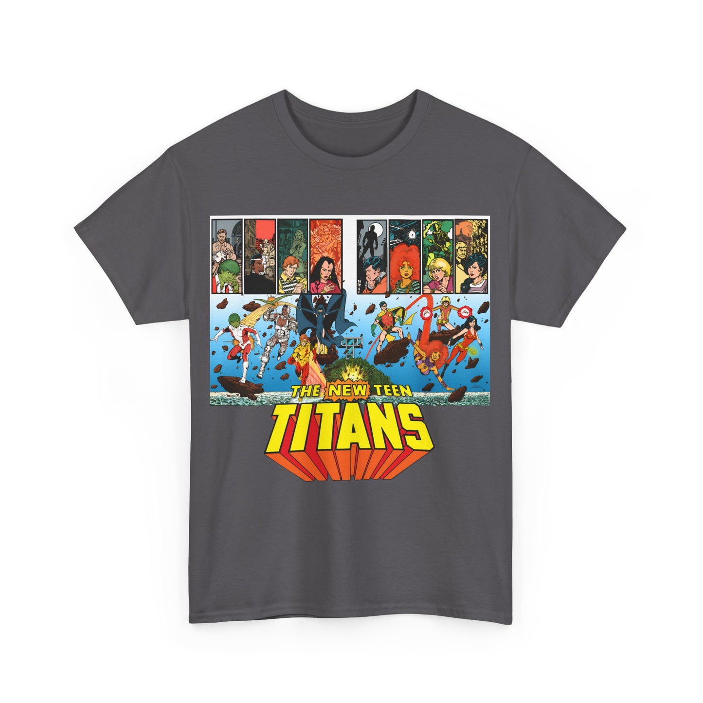 New Teen Titans T-Shirt - George Perez Art - Robin, Wonder Girl, Cyborg, Raven, Starfire, Kid Flash - DC Comics