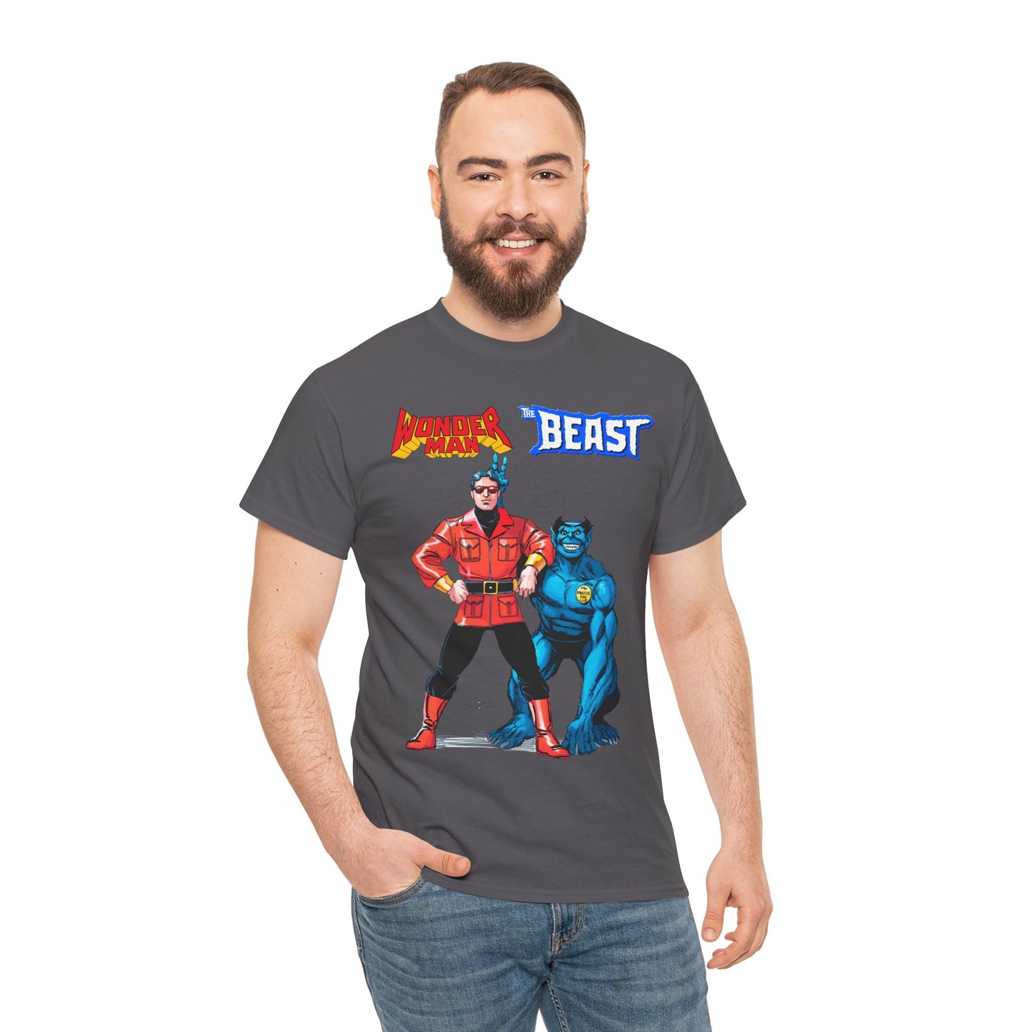 Wonder Man & Beast T-Shirt - George Perez Art - Popular Avengers, X-Men Members - Simon Williams & Hank McCoy - Marvel Comics