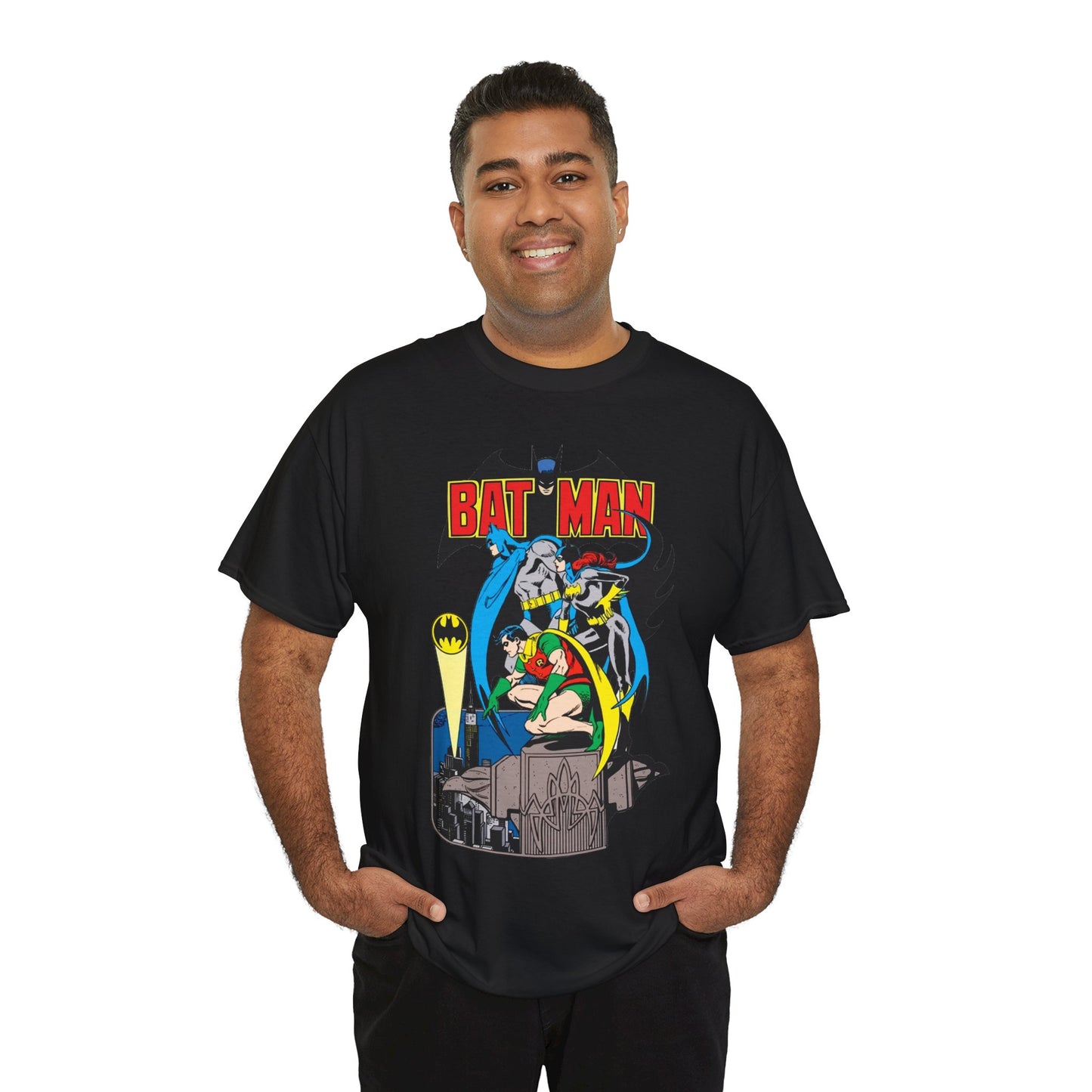 Batman, Robin & Batgirl T-Shirt - José Luis García-López Art - DC Comics Style Guide - 1970s Retro Art - Gotham City - Bat Signal