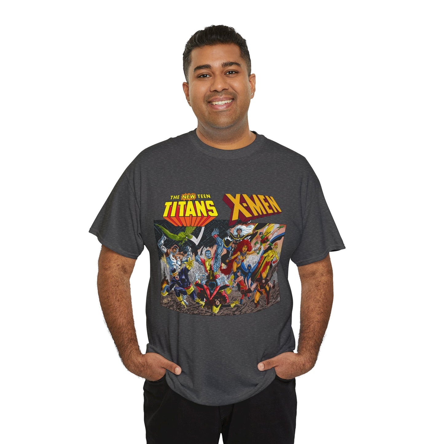 Uncanny X-Men Vs New Teen Titans T-Shirt - Amazing John Byrne Art - DC Comics, Marvel Comics Crossover - Wolverine, Starfire, Cyclops, Storm, Raven, Wonder Girl