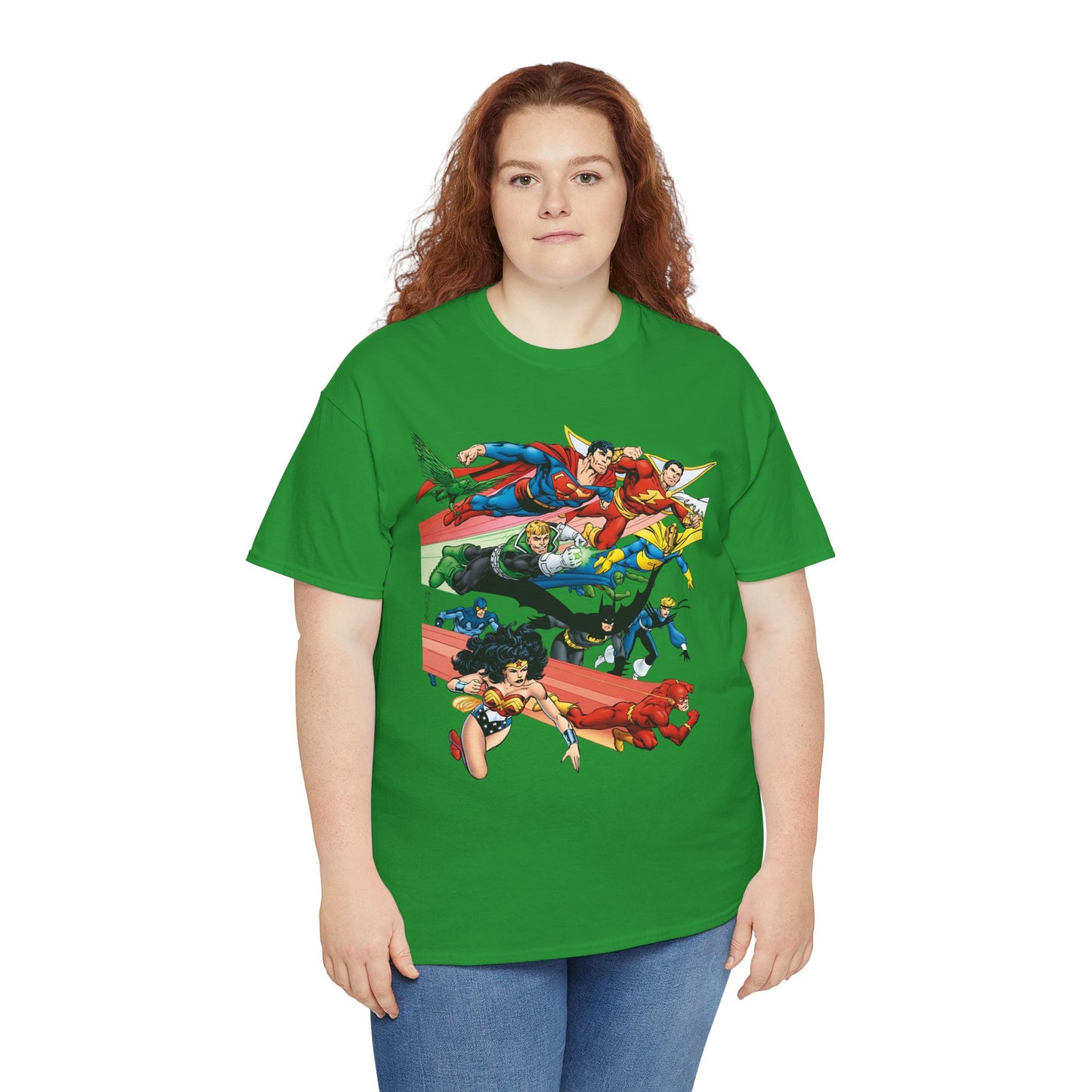 DC Legends T-Shirt - John Byrne Art - Superman, Dr Fate, Blue Beetle, Wonder Woman, Black Canary, Guy Gardner - DC Comics