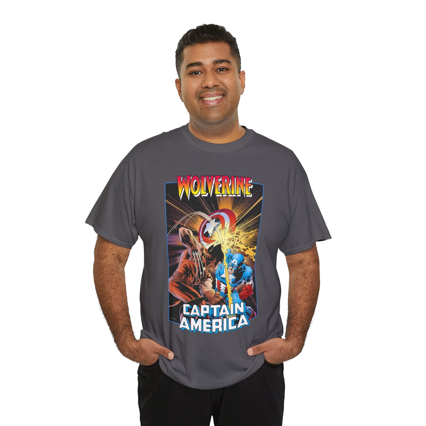 Wolverine Vs Captain America T-Shirt - Mike Zeck Classic Art - Marvel Comics