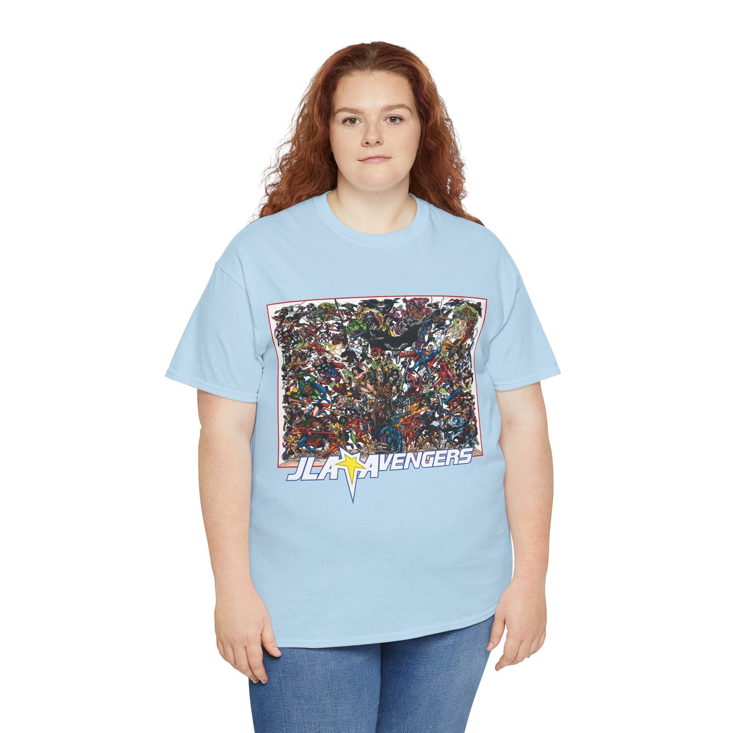JLA Vs Avengers T-Shirt - Stunning, Classic George Perez Art - DC & Marvel 200s Crossover - Superman, Thor, Wonder Woman, Captain America, Flash, Black Panther, Iron Man, Batman
