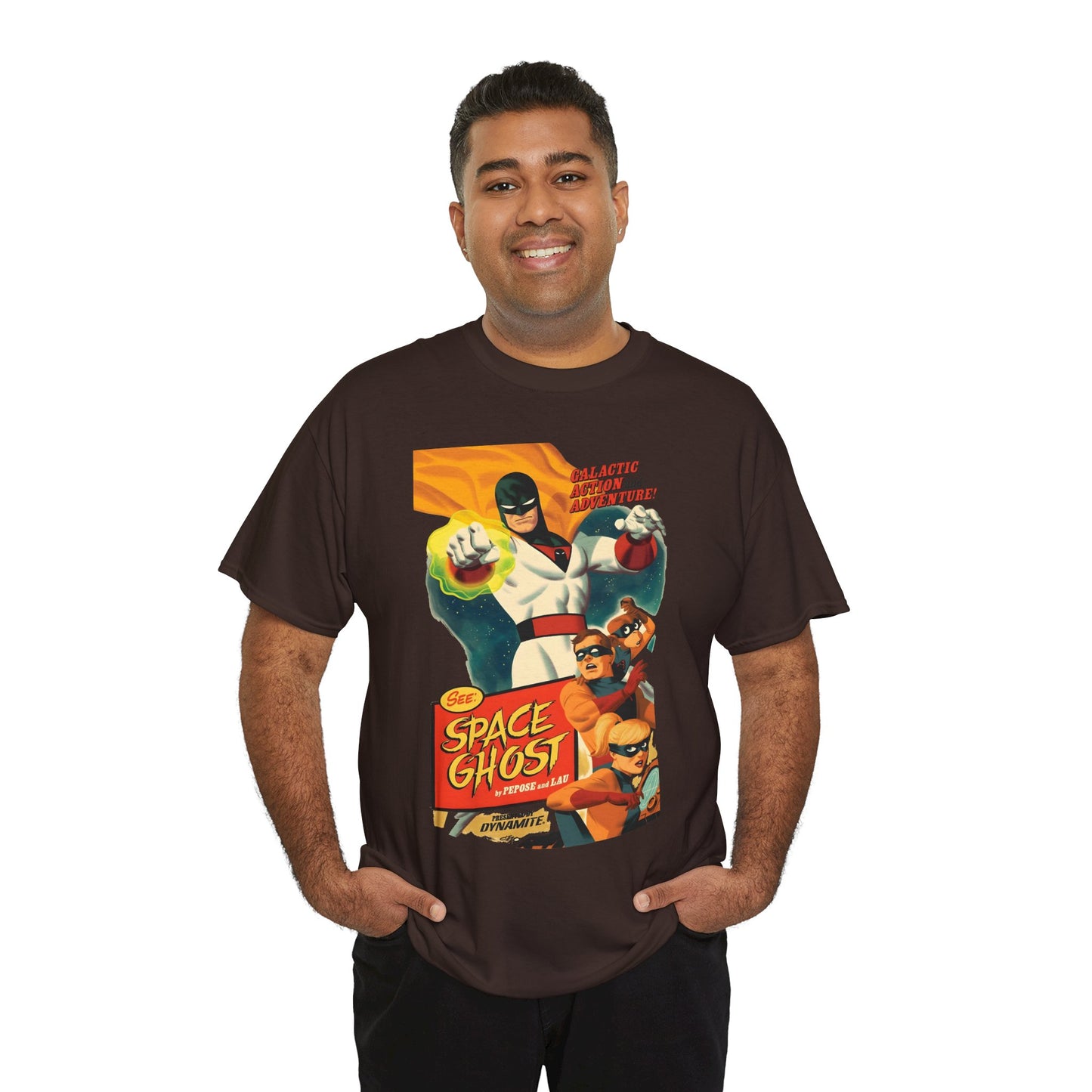 Space Ghost T-Shirt - Frank Cho Art - Jan, Jace & Blip - Movie Poster Style Artwork - Alex Toth Creation - Hanna-Barbera Cartoon