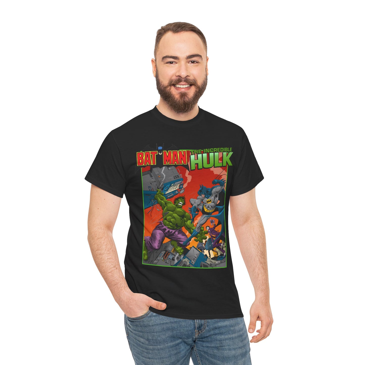 Batman Vs Incredible Hulk T-Shirt - DC Comics & Marvel - Joker - 1970s Team-Up