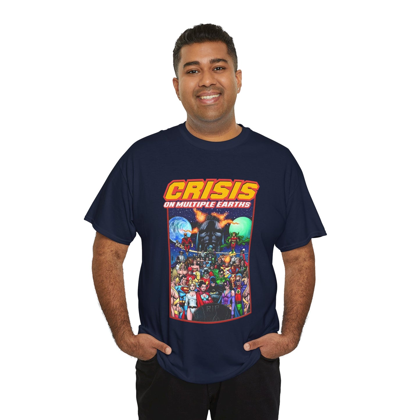 Crisis on Multiple Earths T-Shirt - George Perez Art - JSA & JLA Team-ups - Superman, Batman, Zatanna, Huntress, Power Girl, Hawkman, New Gods, Darkseid - DC Comics