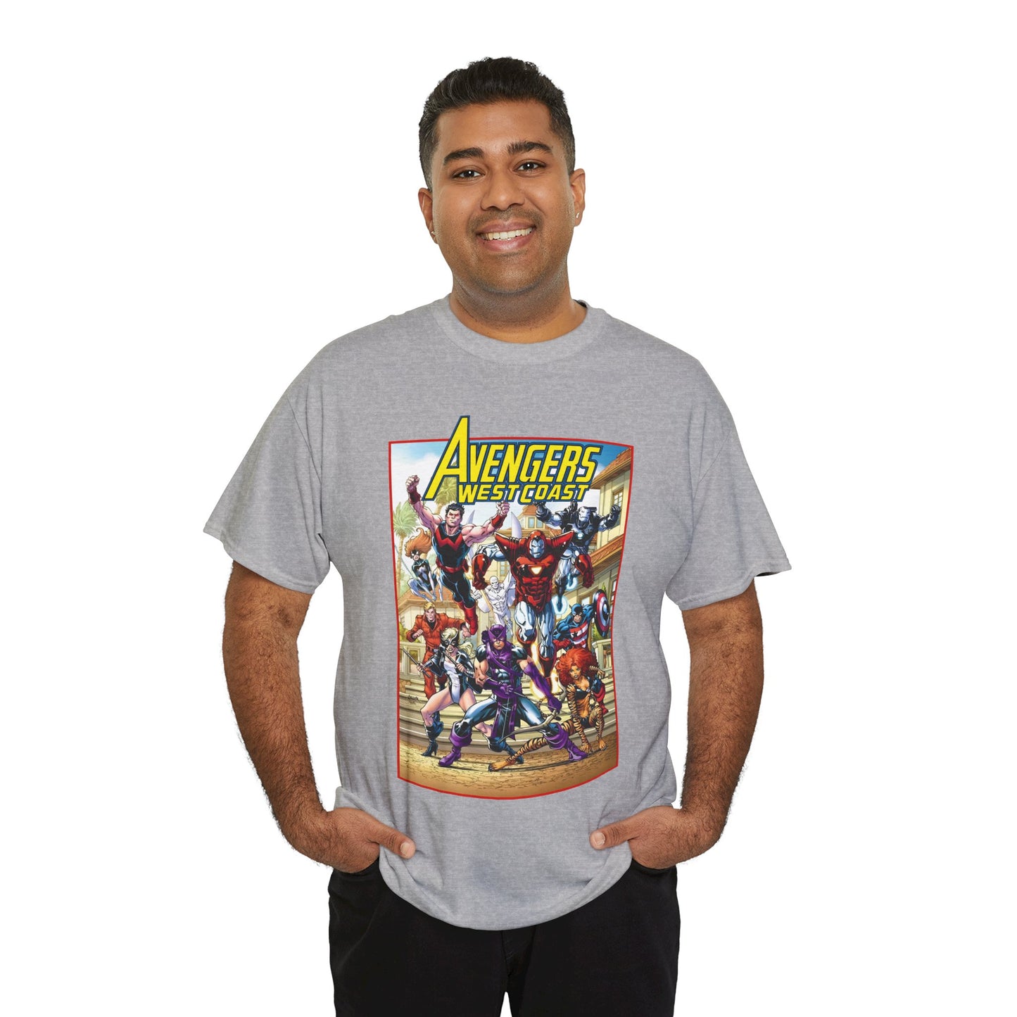 West Coast Avengers T-Shirt - Todd Nauck Art - Hawkeye, Iron Man, Wonder Man, Tigra, Vision - Marvel Comics