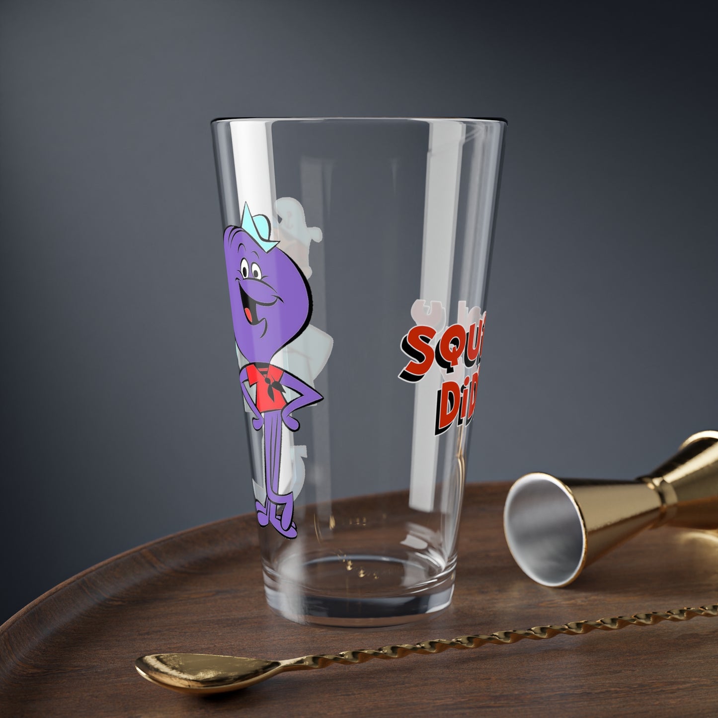 Squiddly Diddly Pint Glass, 16oz - Hanna-Barbera Cartoon 1960s TV - Bubbleland, Chief Winchley - Musical Squid