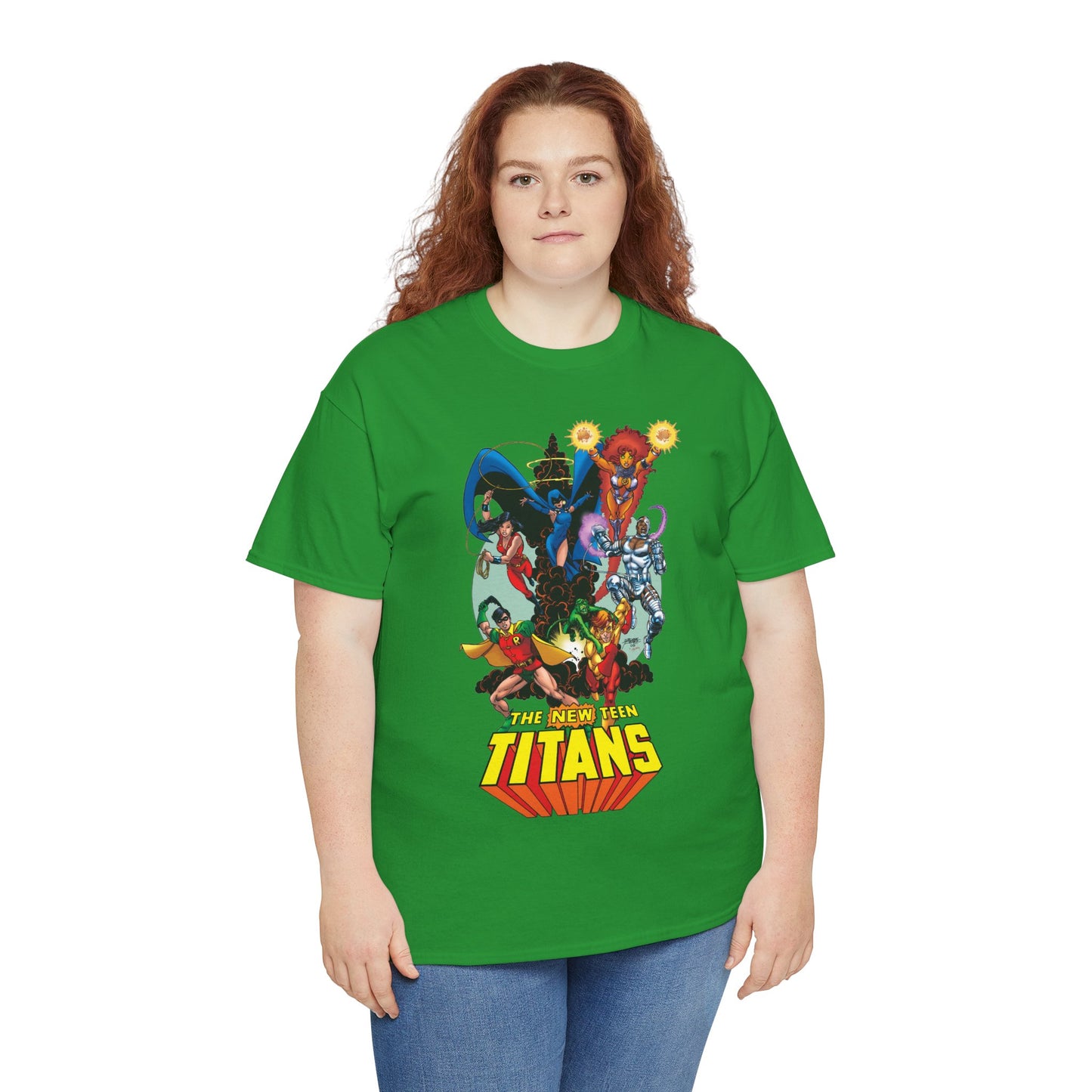 New Teen Titans T-Shirt - George Perez Art - Raven, Cyborg, Robin, Starfire, Wonder Girl, Changeling - DC Comics