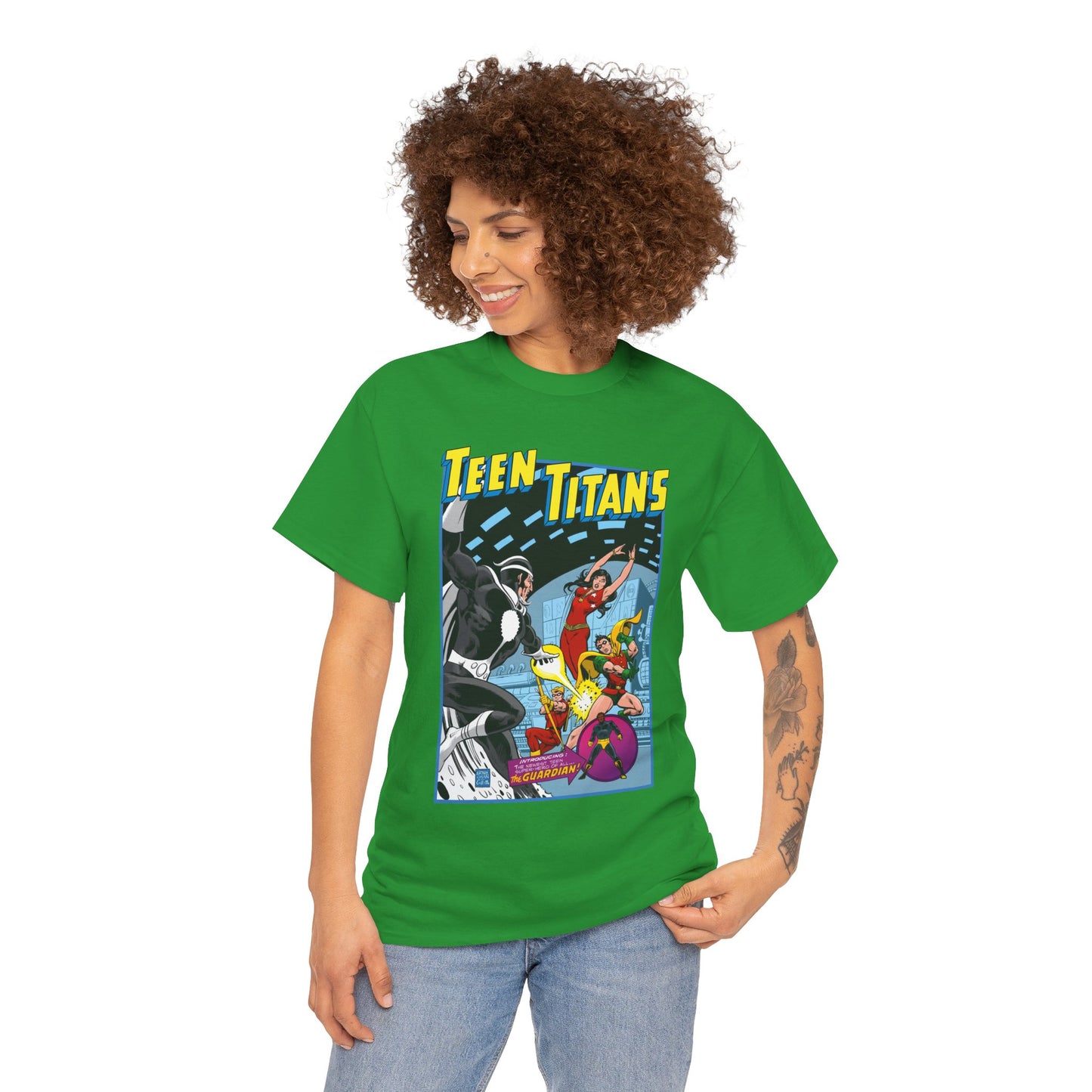Teen Titans T-Shirt - Bronze Age DC Comics - Dr Light, Wonder Girl, Robin, Mal, Guardian, Speedy - Ernie Chan Cover Art from Issue #44