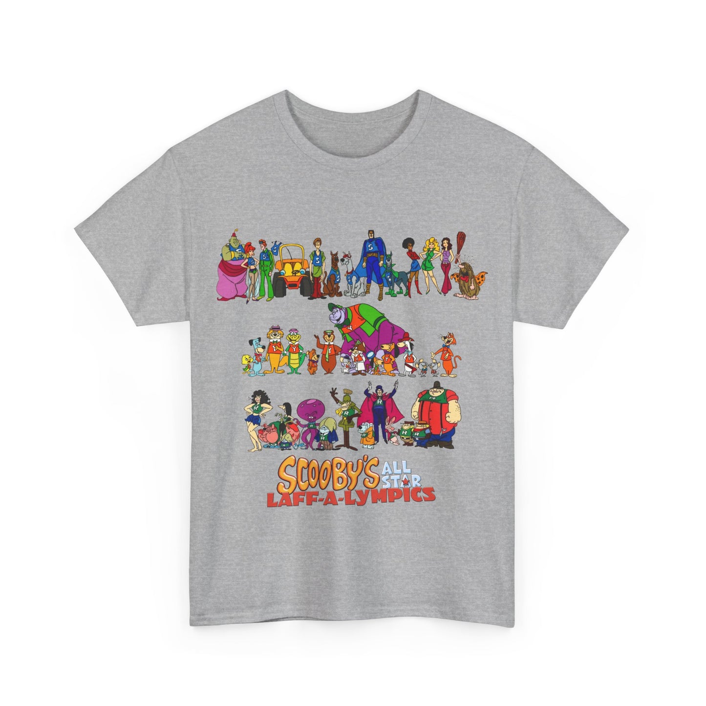 Scooby's All-Star Laff-A-Lympics T-Shirt - Hanna-Barbera Cartoon - Speed Buggy, Yogi Bear, Grape Ape, Scooby Dum, Shaggy, Wally Gator