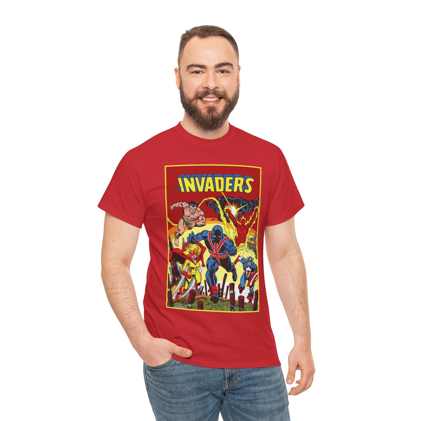 Invaders T-Shirt - Captain America, Human Torch, Namor, Spitfire - World War II Soldiers - Golden Age Heroes - Marvel Comics