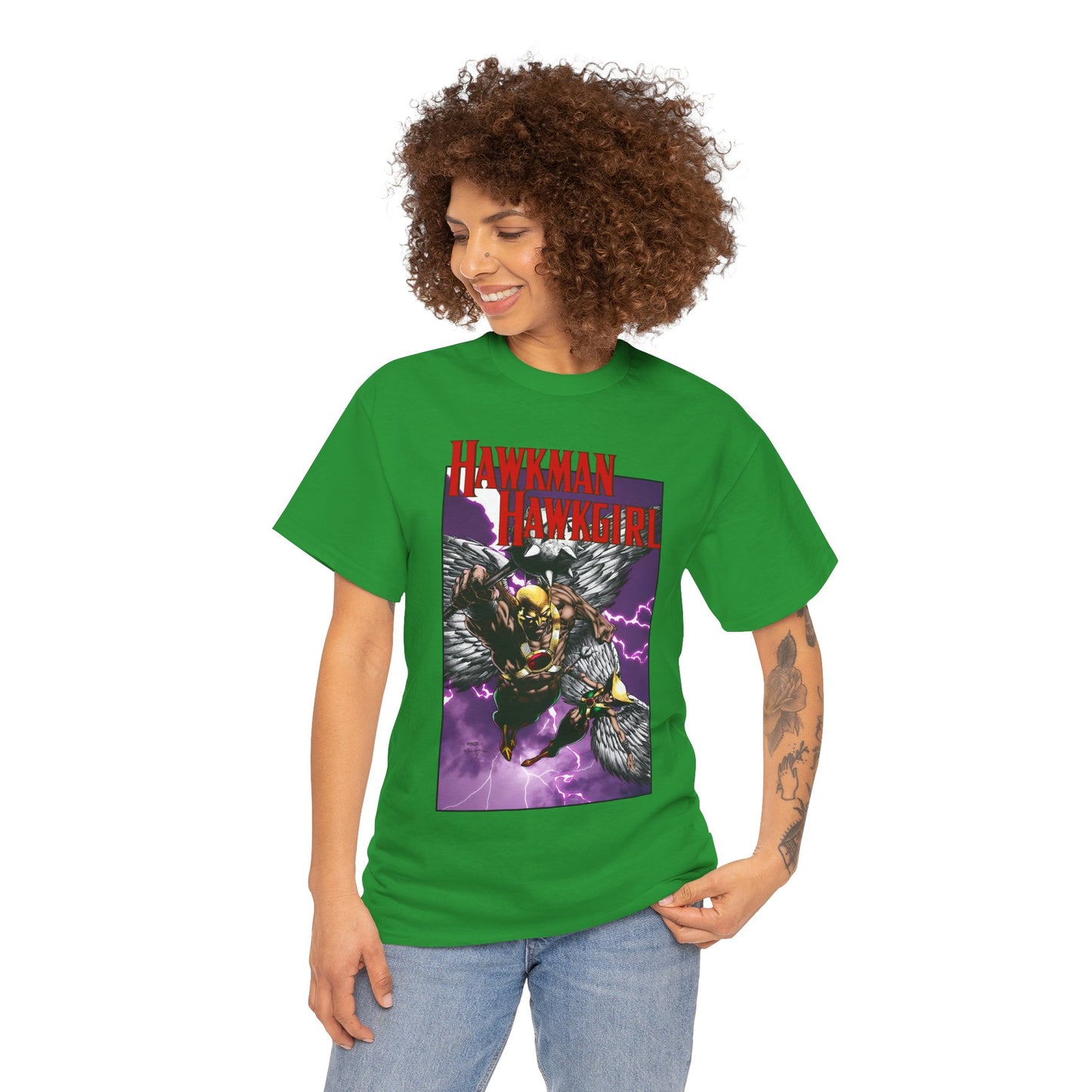 Hawkman & Hawkgirl T-Shirt - David Finch Art - Carter & Shayera Hall - JLA & JSA Members - DC Comics