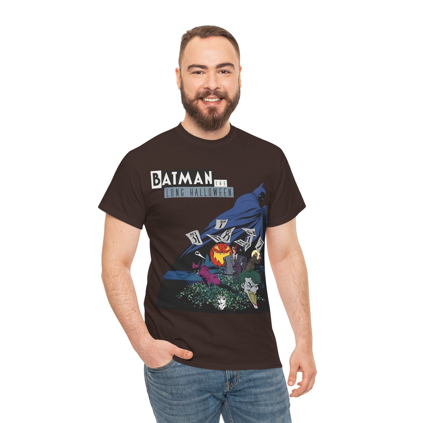 Batman The Long Halloween T-Shirt - Stunning Tim Sale Art - Joker, Catwoman, Two-Face, Poison Ivy, Commissioner Gordon - DC Comics - Classic Story