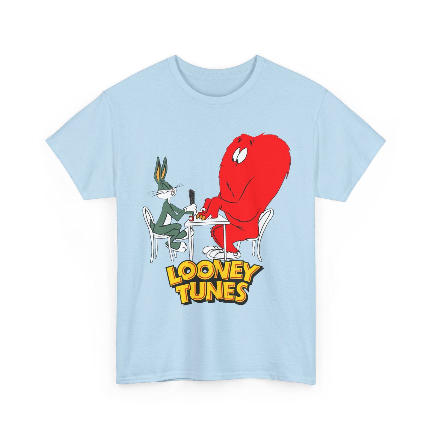 Bugs Bunny & Gossamer T-Shirt - Looney Tunes Cartoon - Popular Halloween Monster Getting a Manicure - Funny, Humorous Image