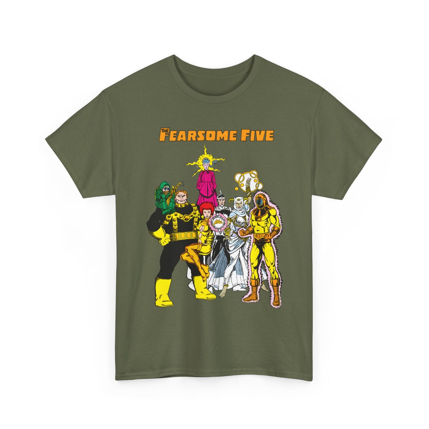 Fearsome Five T-Shirt - George Perez Art - Dr Light, Shimmer, Mammoth, Gizmo, Psimon, Jinx, Neutron - Who's Who Art - DC Comics