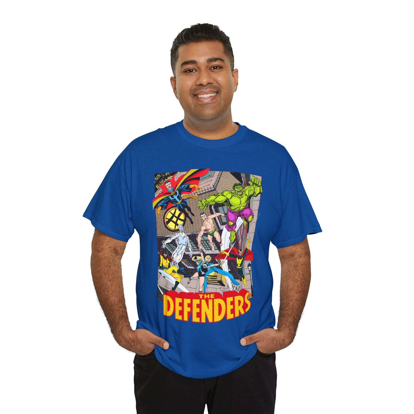 Defenders T-Shirt - John Byrne Art - Marvel Comics - Dr Strange, Nighthawk, Hulk
