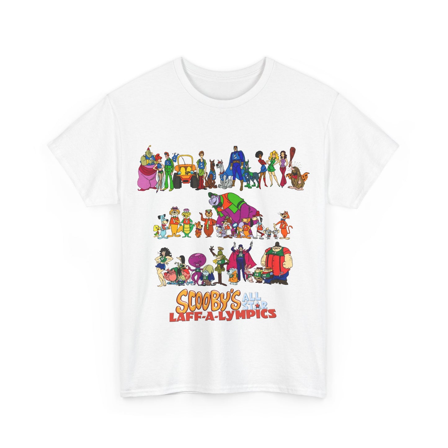 Scooby's All-Star Laff-A-Lympics T-Shirt - Hanna-Barbera Cartoon - Speed Buggy, Yogi Bear, Grape Ape, Scooby Dum, Shaggy, Wally Gator