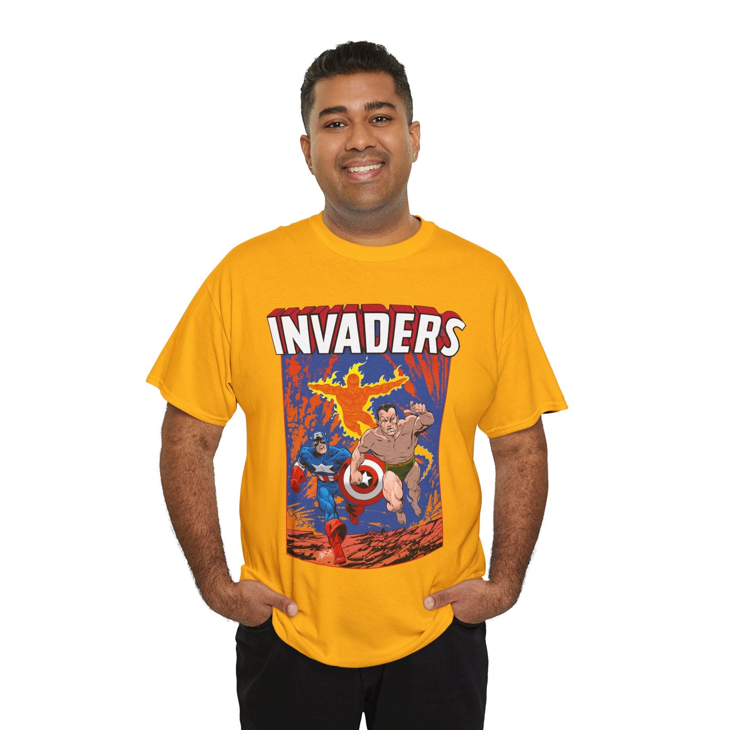 Invaders T-Shirt - John Byrne Art - Captain America, Namor, Human Torch - Marvel Comics Golden Age Characters