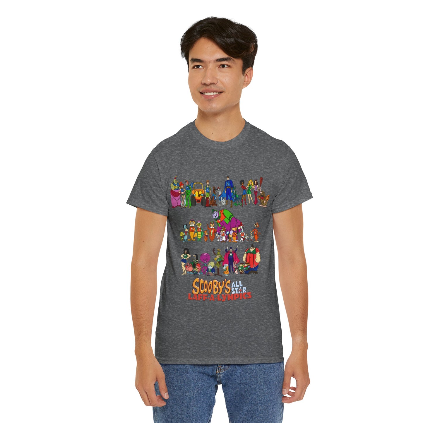 Scooby's All-Star Laff-A-Lympics T-Shirt - Hanna-Barbera Cartoon - Speed Buggy, Yogi Bear, Grape Ape, Scooby Dum, Shaggy, Wally Gator