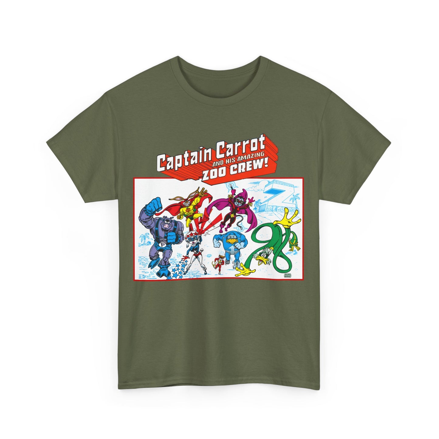 Captain Carrot & His Amazing Zoo Crew T-Shirt - DC Comics Series - Funny Animal Retro 1980s - Pig-Iron, Yankee Poodle, Rubberduck