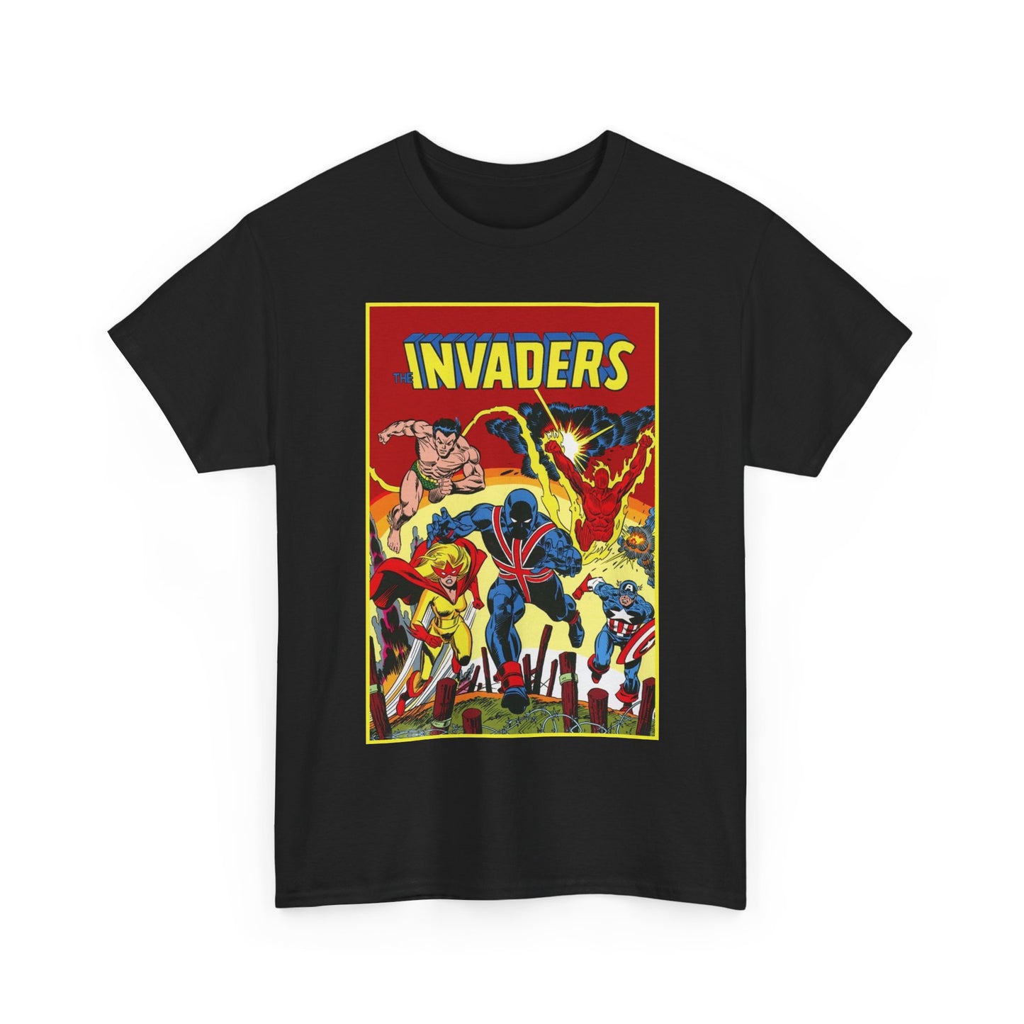 Invaders T-Shirt - Captain America, Human Torch, Namor, Spitfire - World War II Soldiers - Golden Age Heroes - Marvel Comics