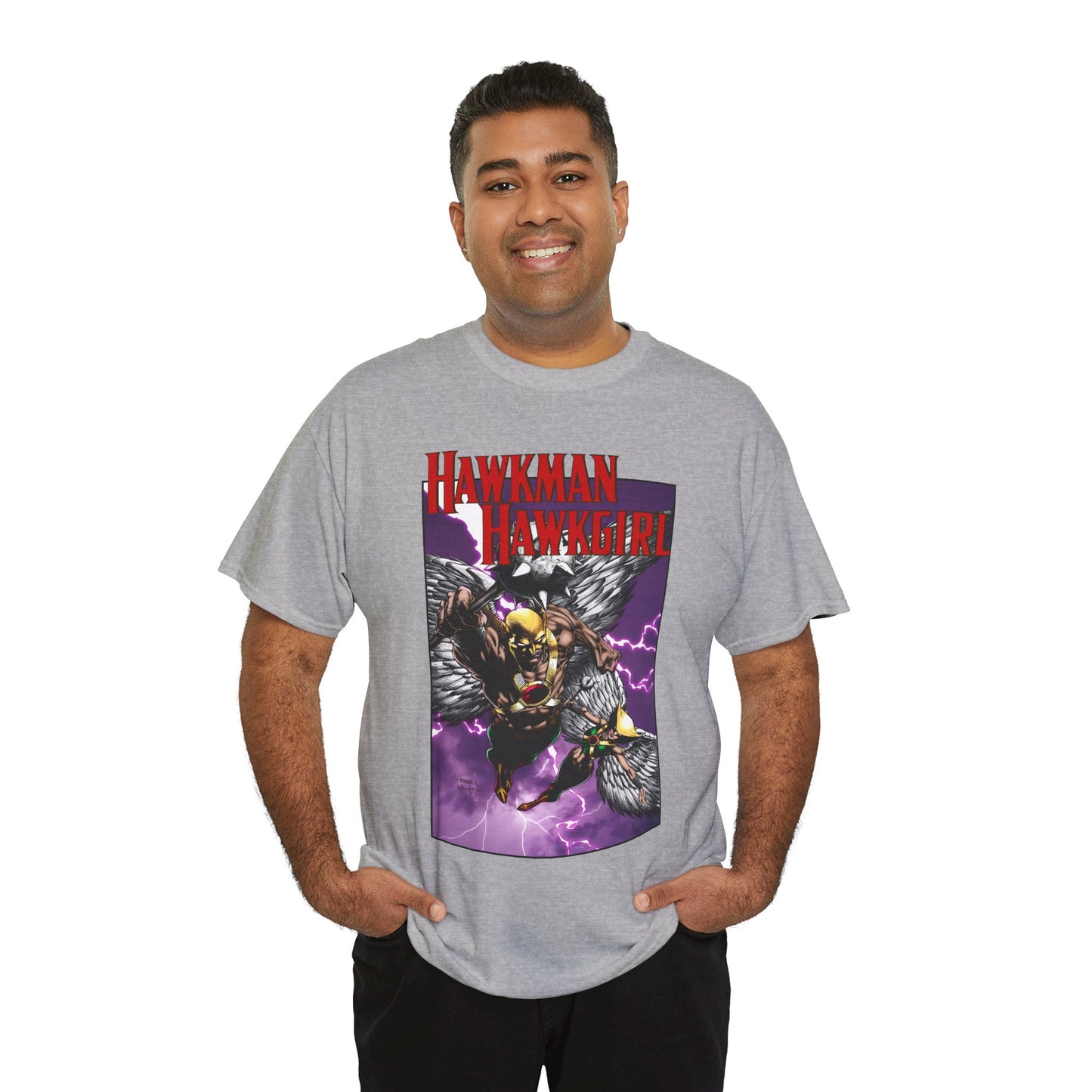 Hawkman & Hawkgirl T-Shirt - David Finch Art - Carter & Shayera Hall - JLA & JSA Members - DC Comics
