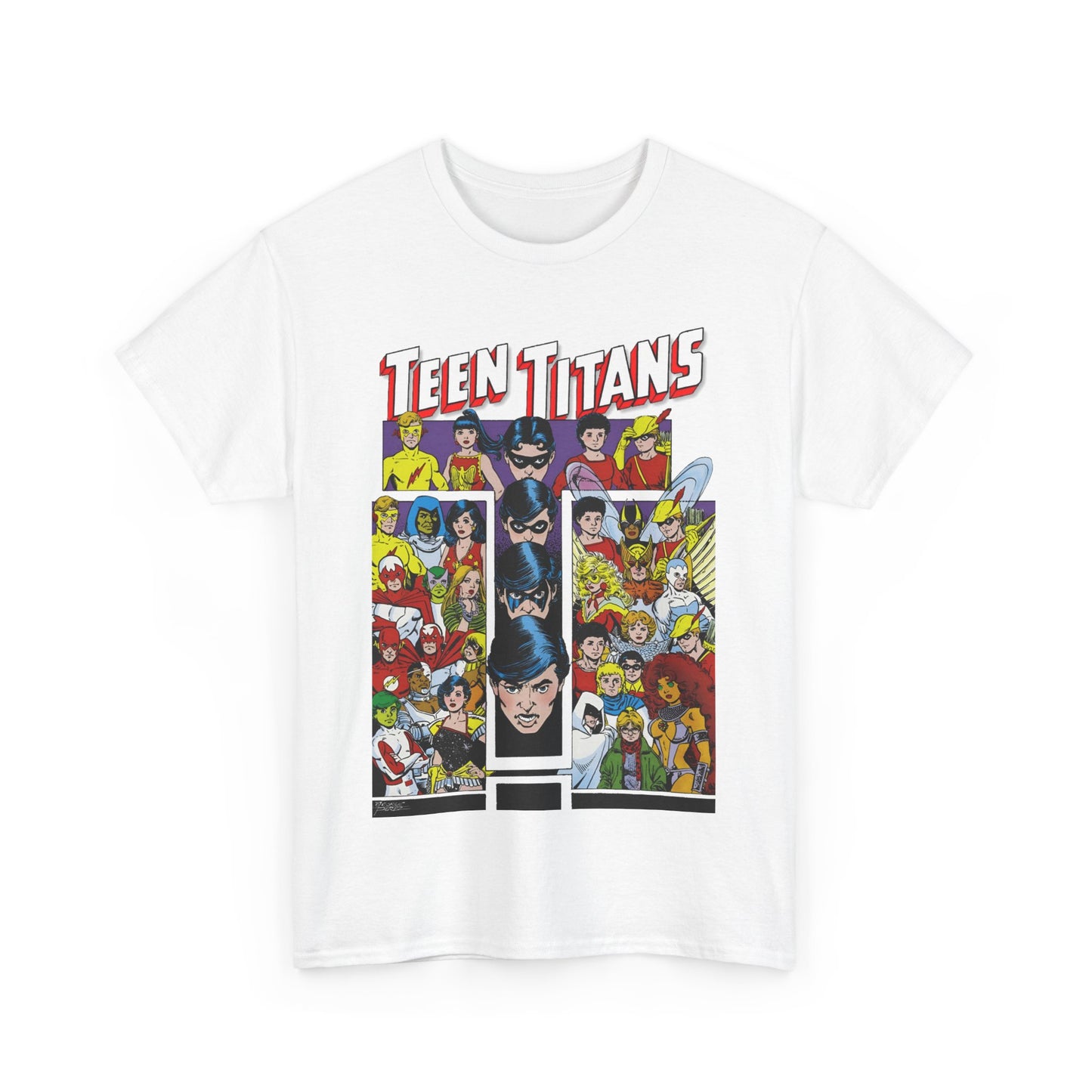 Teen Titans T-Shirt - George Perez Art - Wonder Girl, Bumblebee, Kid Flash, Starfire, Cyborg, Raven, Lilith, Flash, Hawn & Dove, Robin - DC Comics