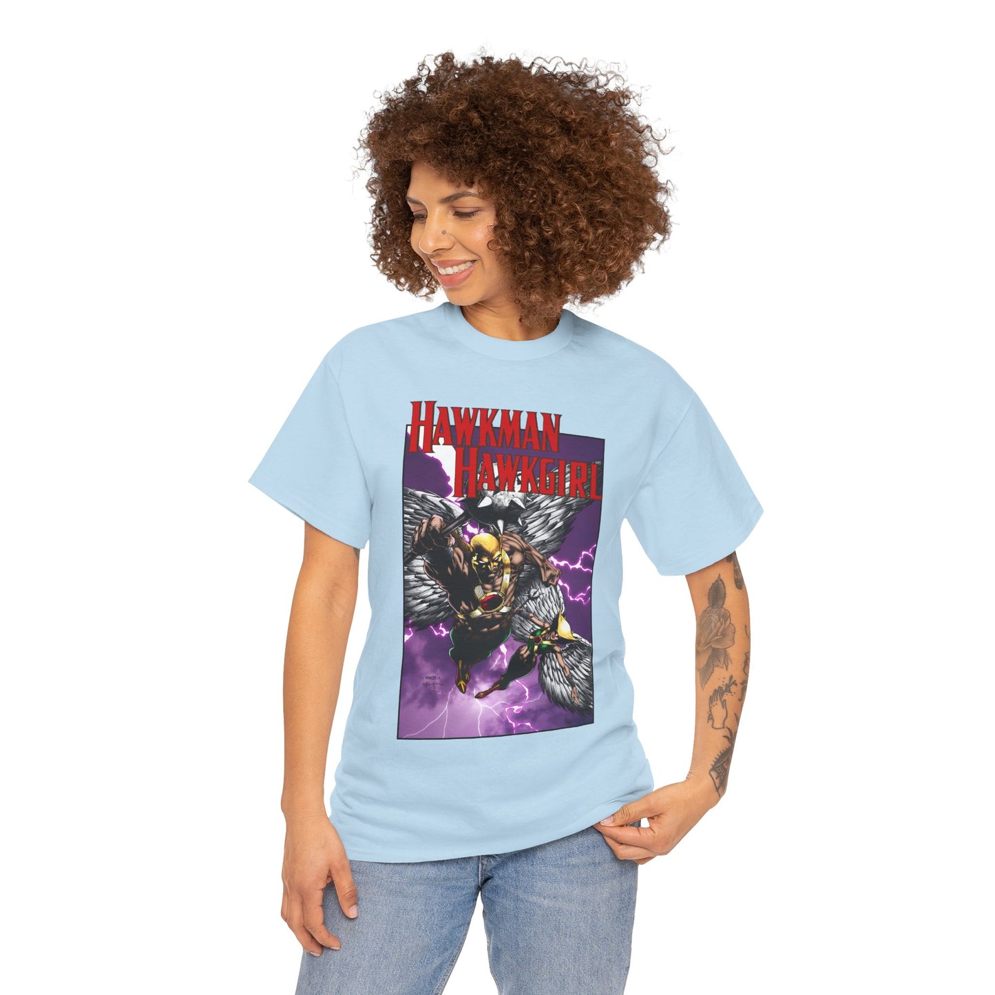 Hawkman & Hawkgirl T-Shirt - David Finch Art - Carter & Shayera Hall - JLA & JSA Members - DC Comics