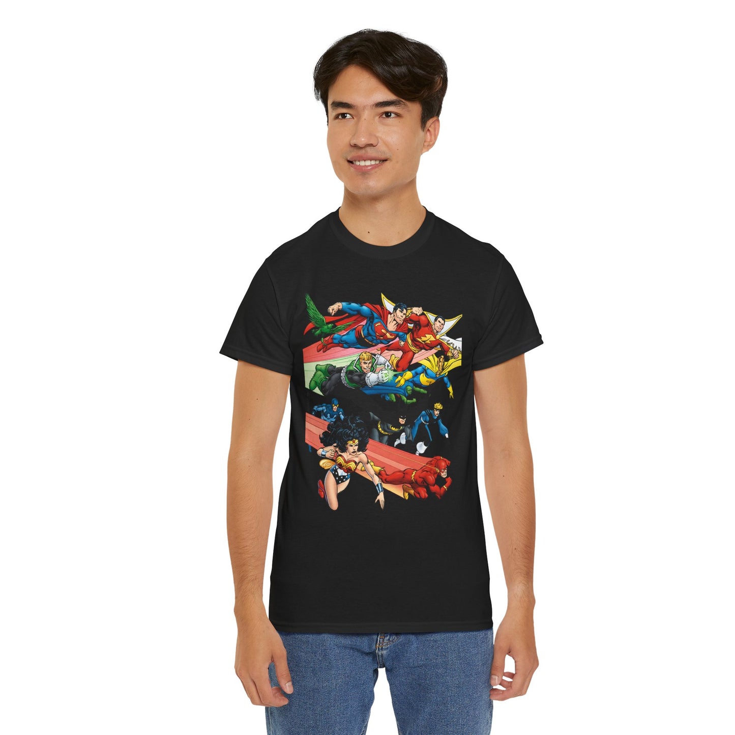 DC Legends T-Shirt - John Byrne Art - Superman, Dr Fate, Blue Beetle, Wonder Woman, Black Canary, Guy Gardner - DC Comics