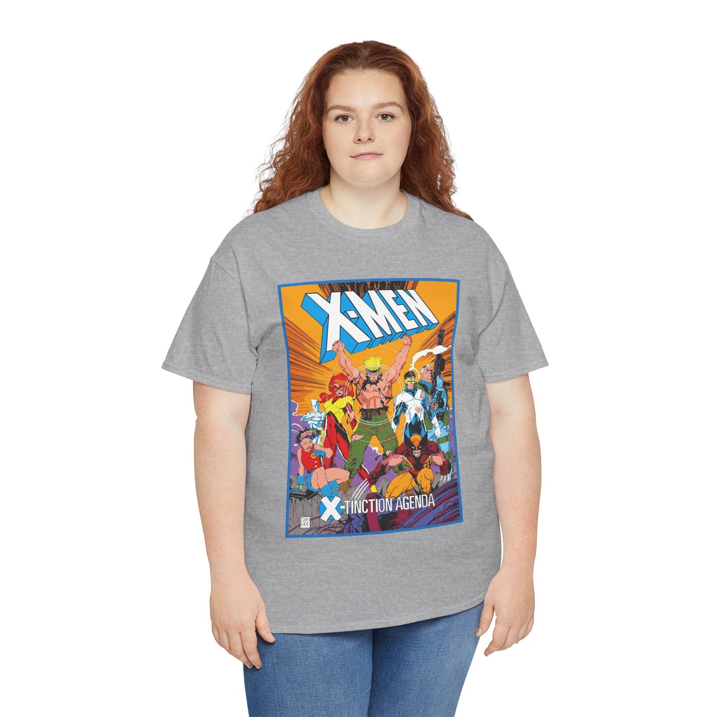 Uncanny X-Men T-Shirt - Jim Lee Art - Wolverine, Cyclops, Jean Grey, Cable, Iceman, Havok, Jubilee - X-Tinction Agenda - Marvel Comics