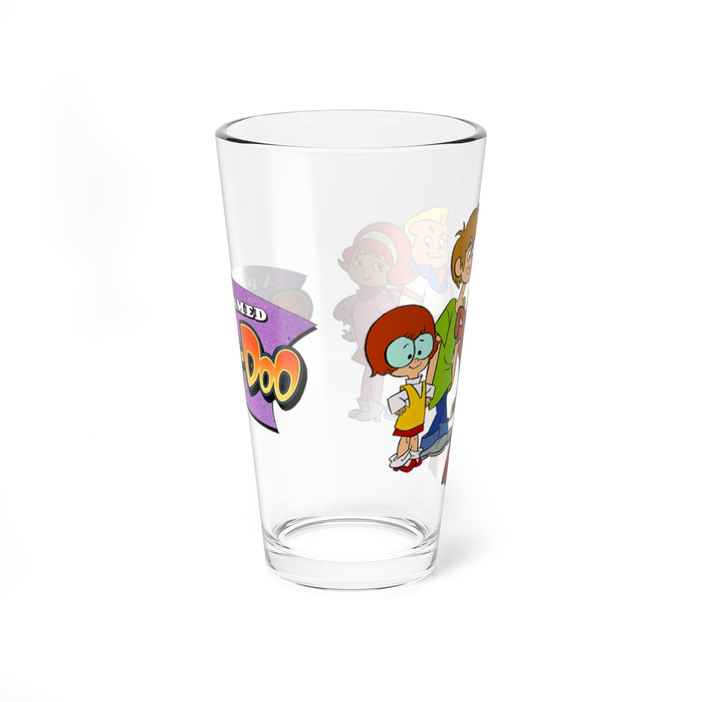 A Pup Named Scooby Doo Pint Glass, 16oz - Shaggy, Velma, Freddy, Daphne - Classic Hanna-Barbera Cartoon