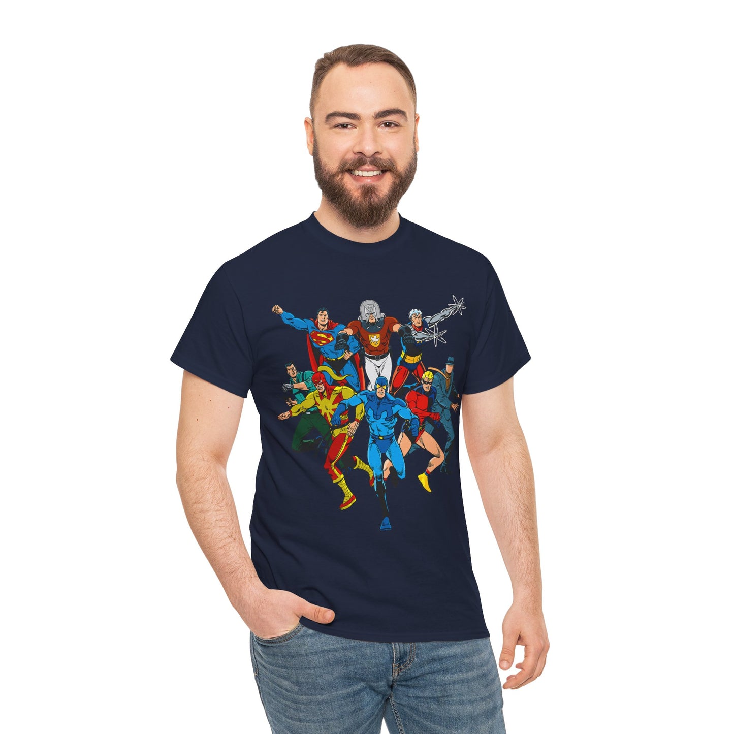 Charlton Characters T-Shirt - DC Comics - Captain Atom, Peacemaker, The Question, Blue Beetle, Judomaster