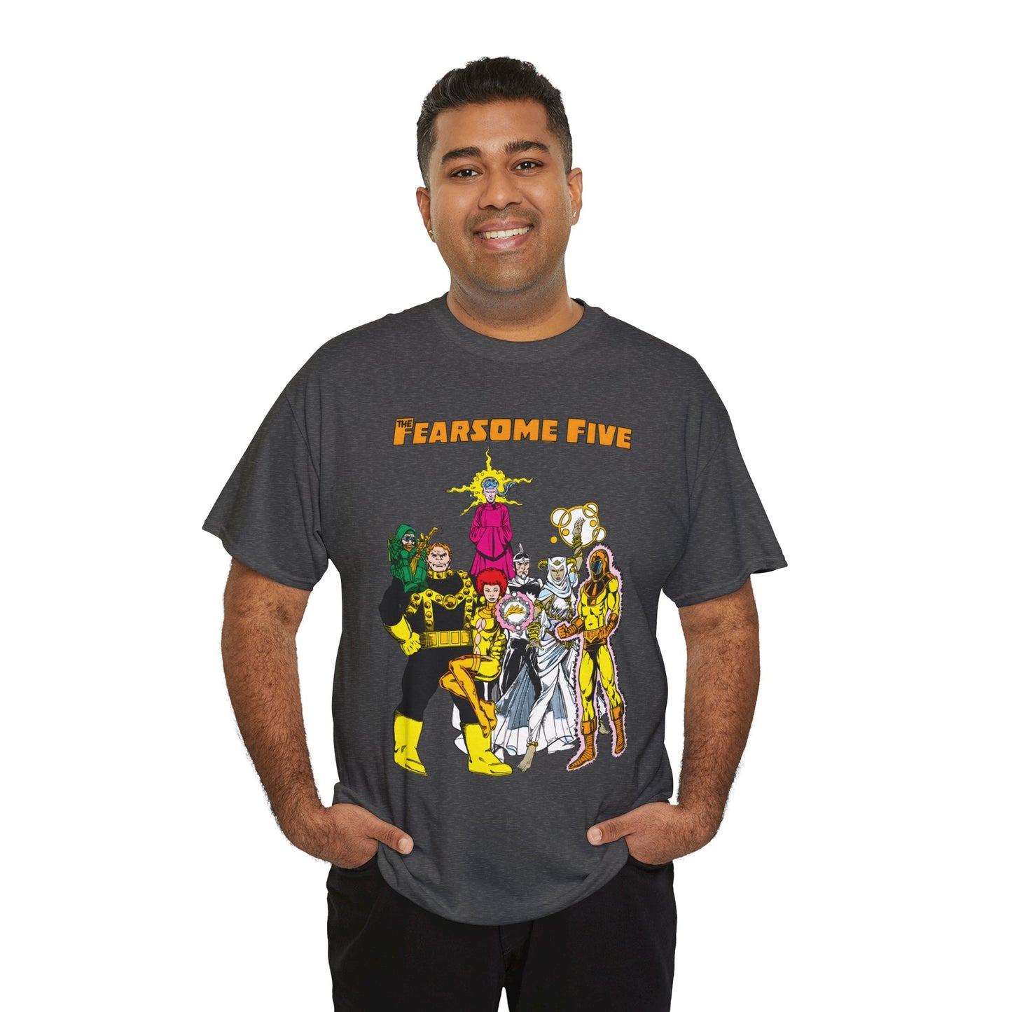 Fearsome Five T-Shirt - George Perez Art - Dr Light, Shimmer, Mammoth, Gizmo, Psimon, Jinx, Neutron - Who's Who Art - DC Comics