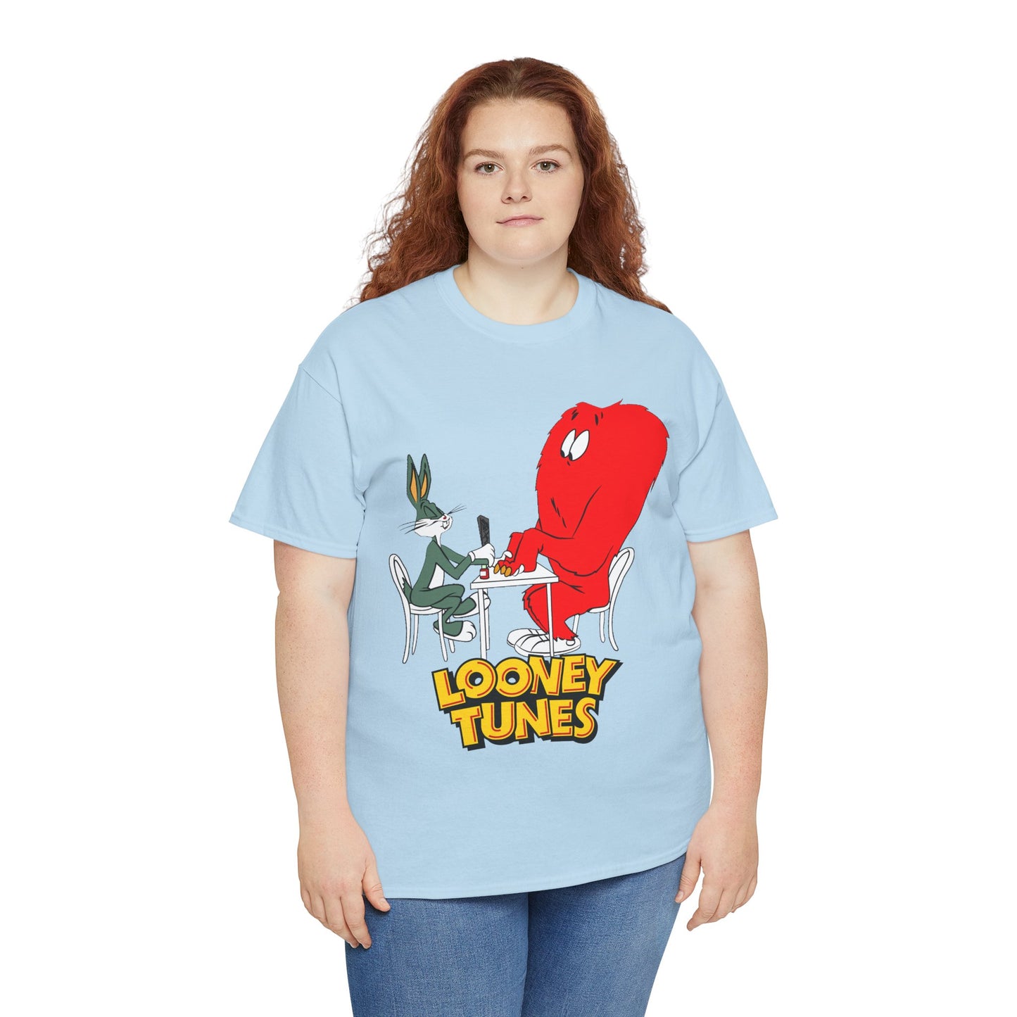 Bugs Bunny & Gossamer T-Shirt - Looney Tunes Cartoon - Popular Halloween Monster Getting a Manicure - Funny, Humorous Image