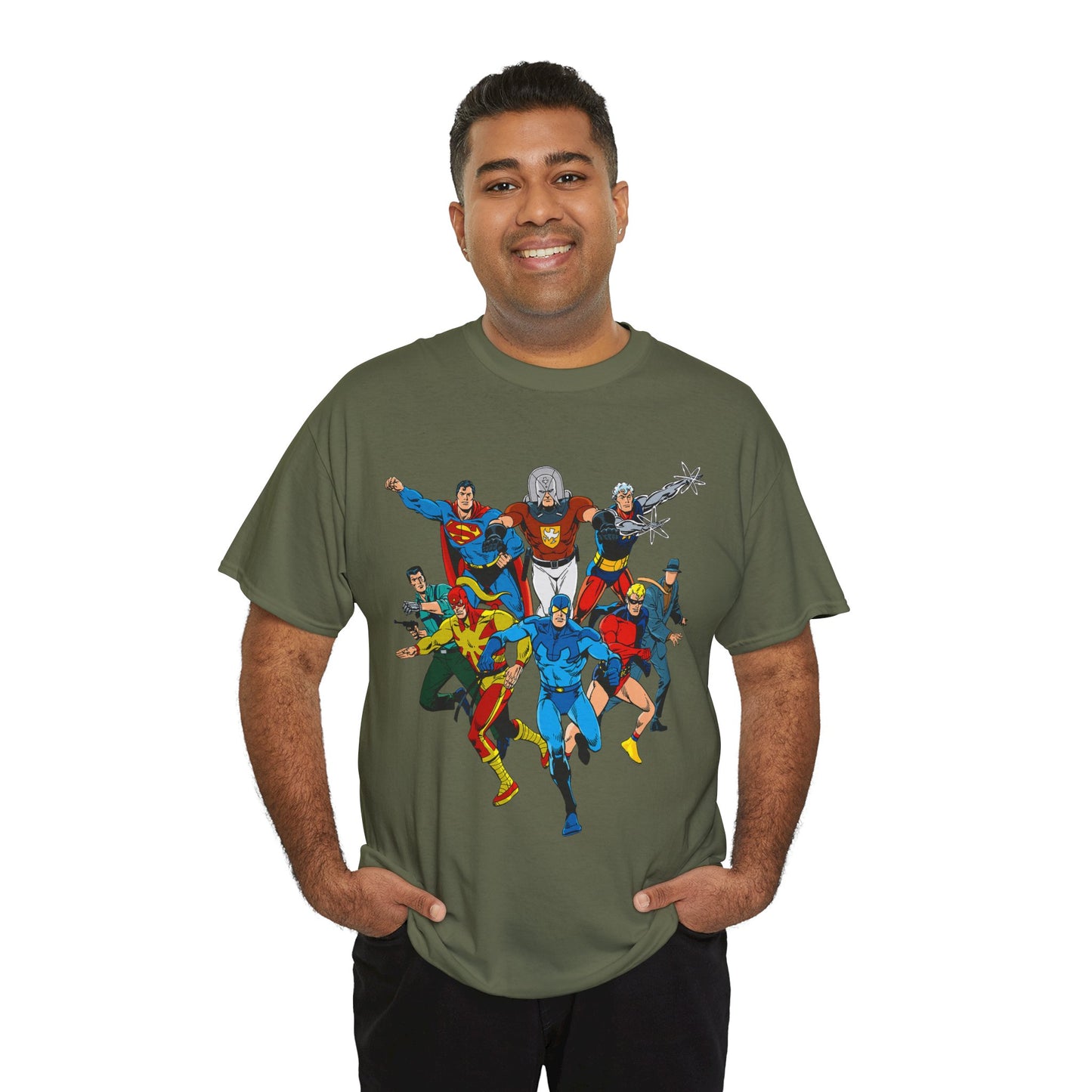 Charlton Characters T-Shirt - DC Comics - Captain Atom, Peacemaker, The Question, Blue Beetle, Judomaster