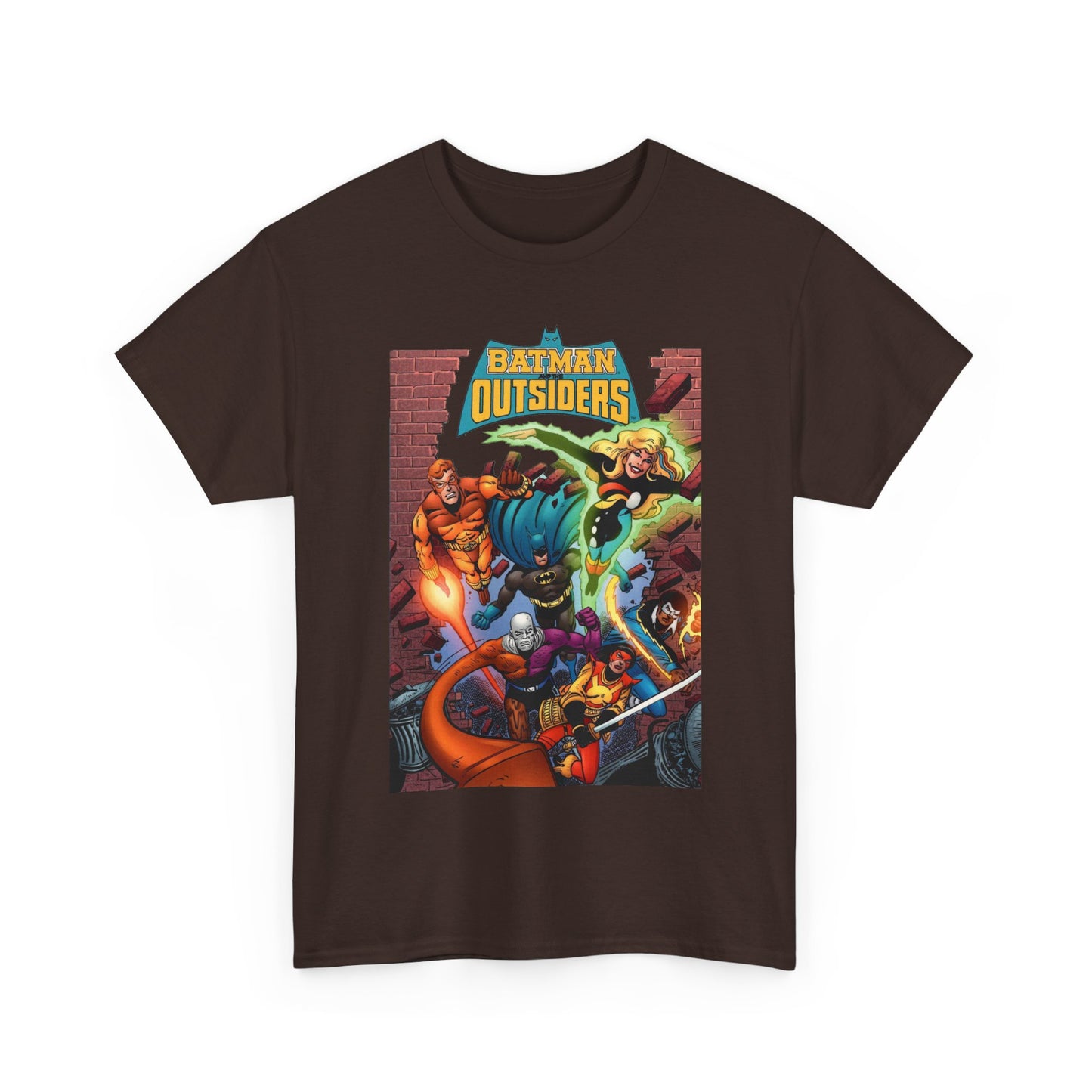 Batman & the Outsiders T-Shirt - Jim Aparo Art - Metamorpho, Katana, Halo, Black Lightning, Geo-Force - DC Comics