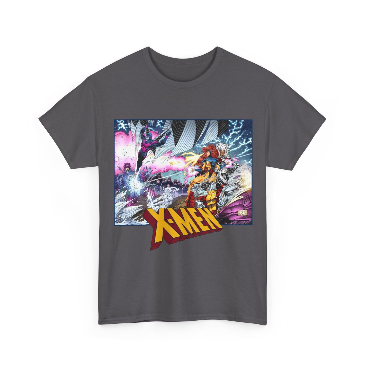 X-Men T-Shirt - Whilce Portacio Art - Storm, Jean Grey, Archangel, Iceman - Fighting Sentinels - Marvel Comics