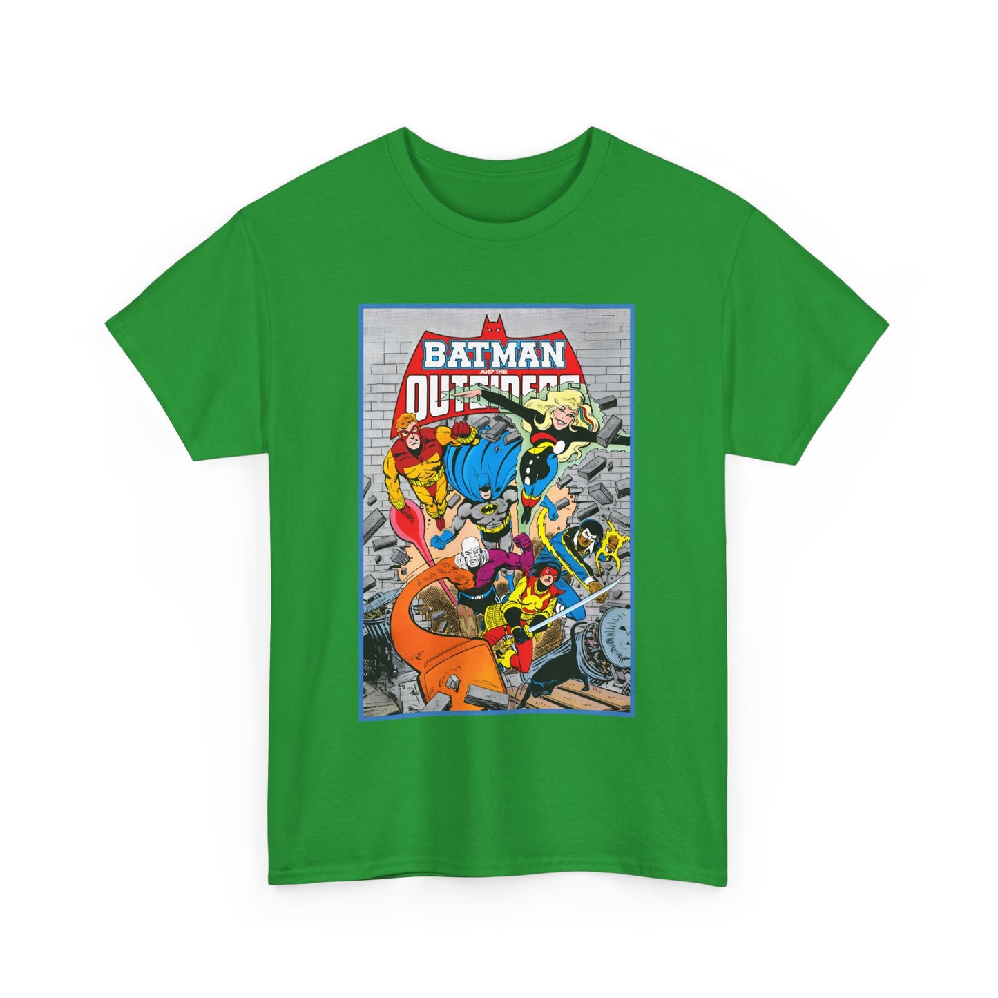 Batman & the Outsiders T-Shirt - Jim Aparo Art - Katana, Geo-Force, Black Lightning, Metamorpho, Halo - DC Comics - 1980s JLA Spin-Off Series