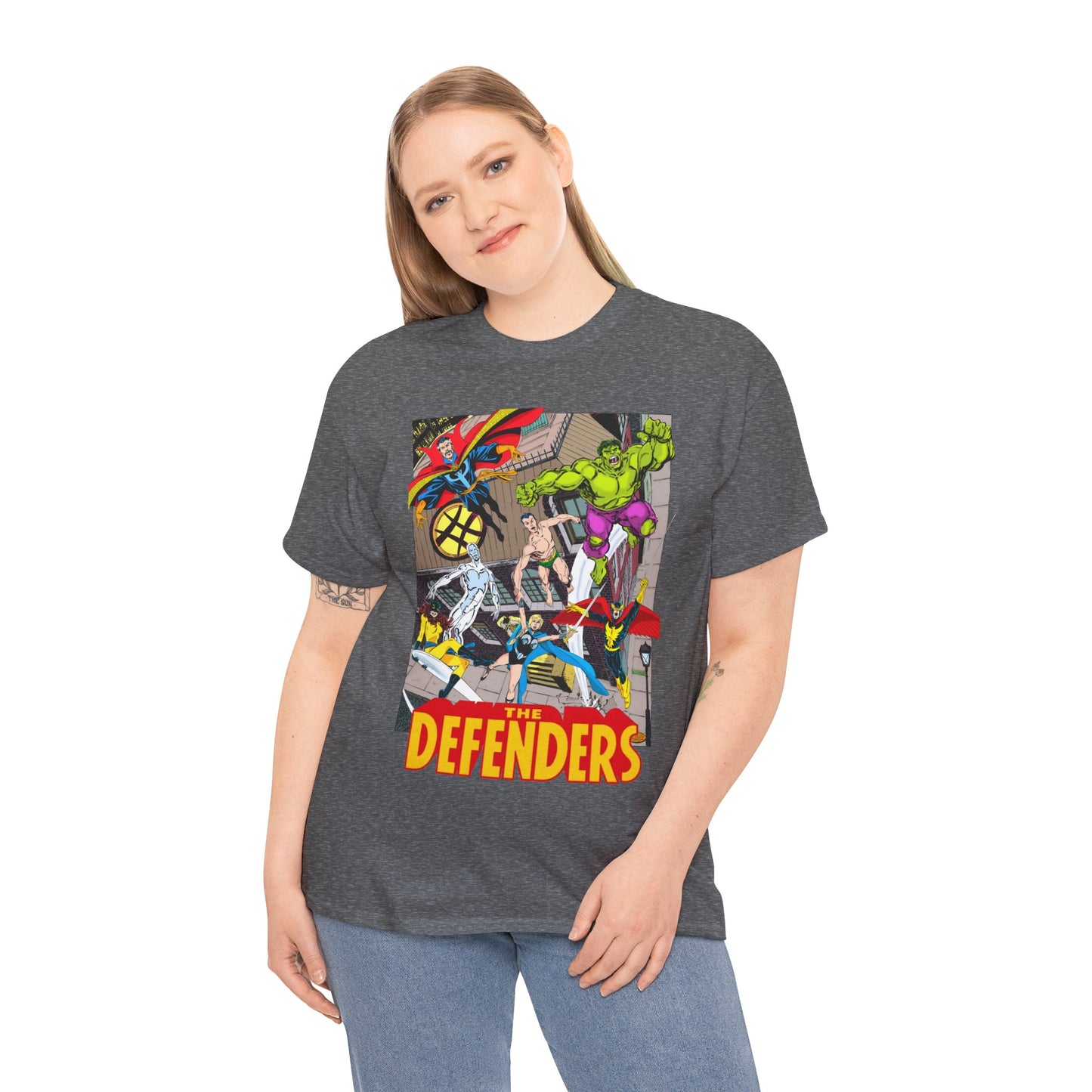 Defenders T-Shirt - John Byrne Art - Marvel Comics - Dr Strange, Nighthawk, Hulk