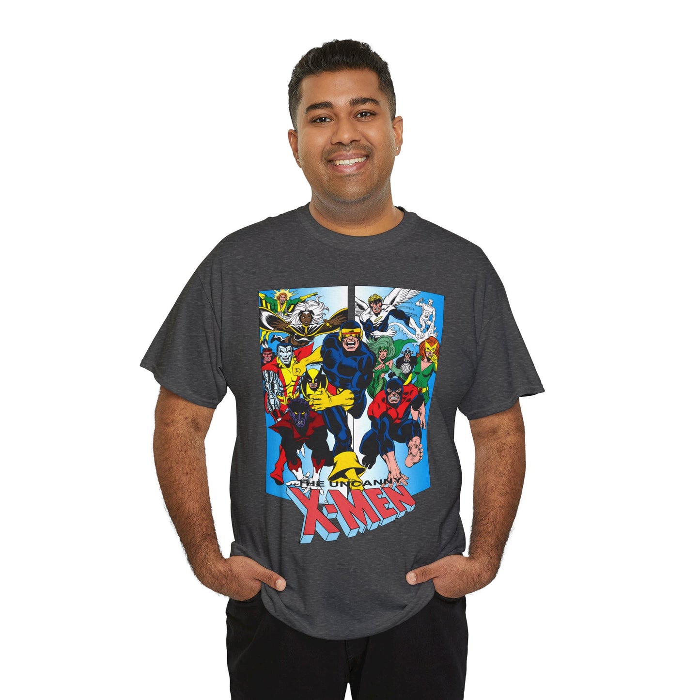 Uncanny X-Men T-Shirt - Classic Dave Cockrum Art - Popular Marvel Comics Series - Wolverine, Storm, Cyclops, Nightcrawler, Jean Grey, Iceman, Banshee, Beast