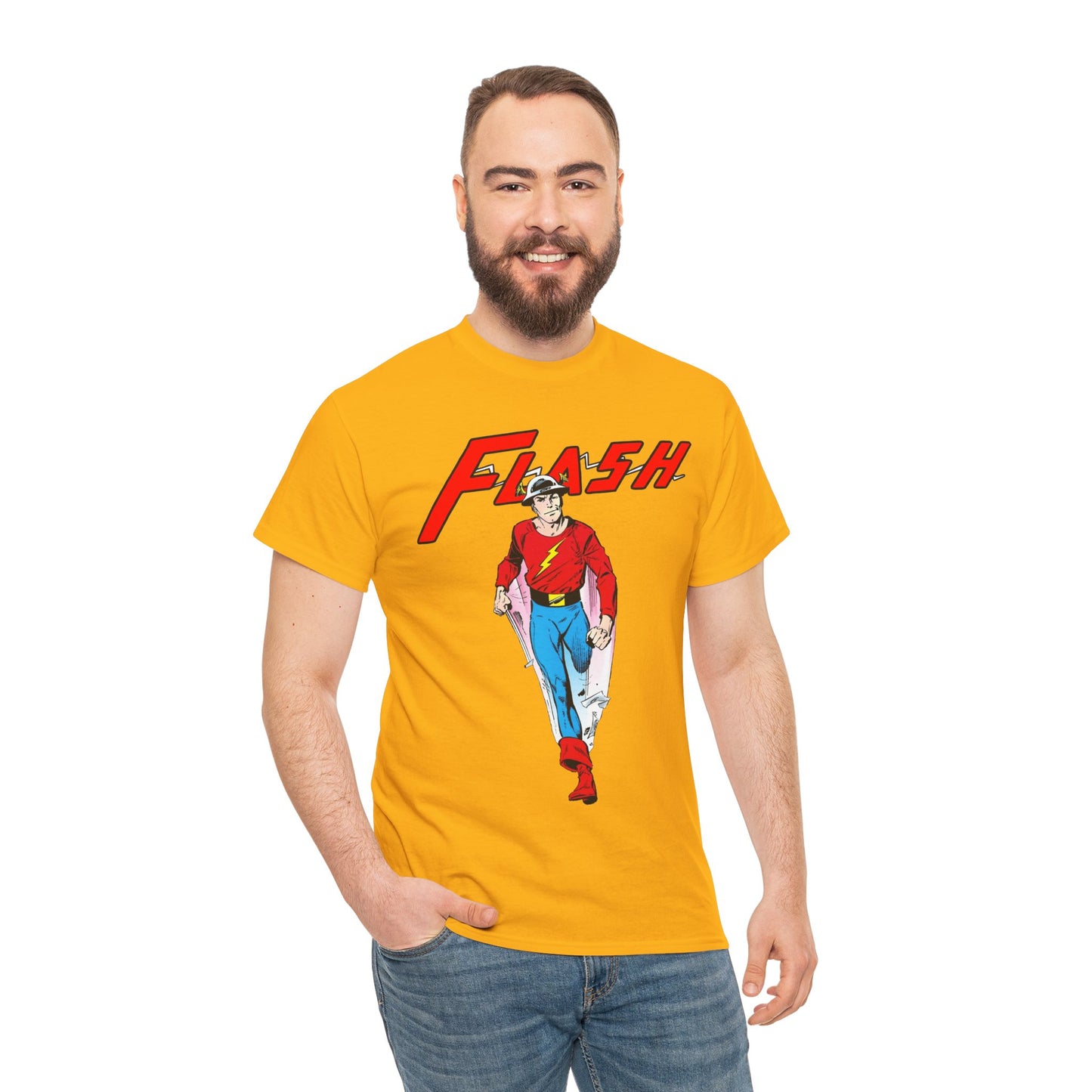 Golden Age Flash T-Shirt - John Byrne Art - Justice Society/JSA Member - Jay Garrick - Speedster