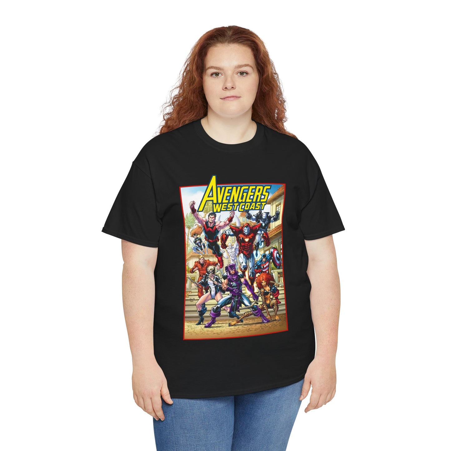 West Coast Avengers T-Shirt - Todd Nauck Art - Hawkeye, Iron Man, Wonder Man, Tigra, Vision - Marvel Comics
