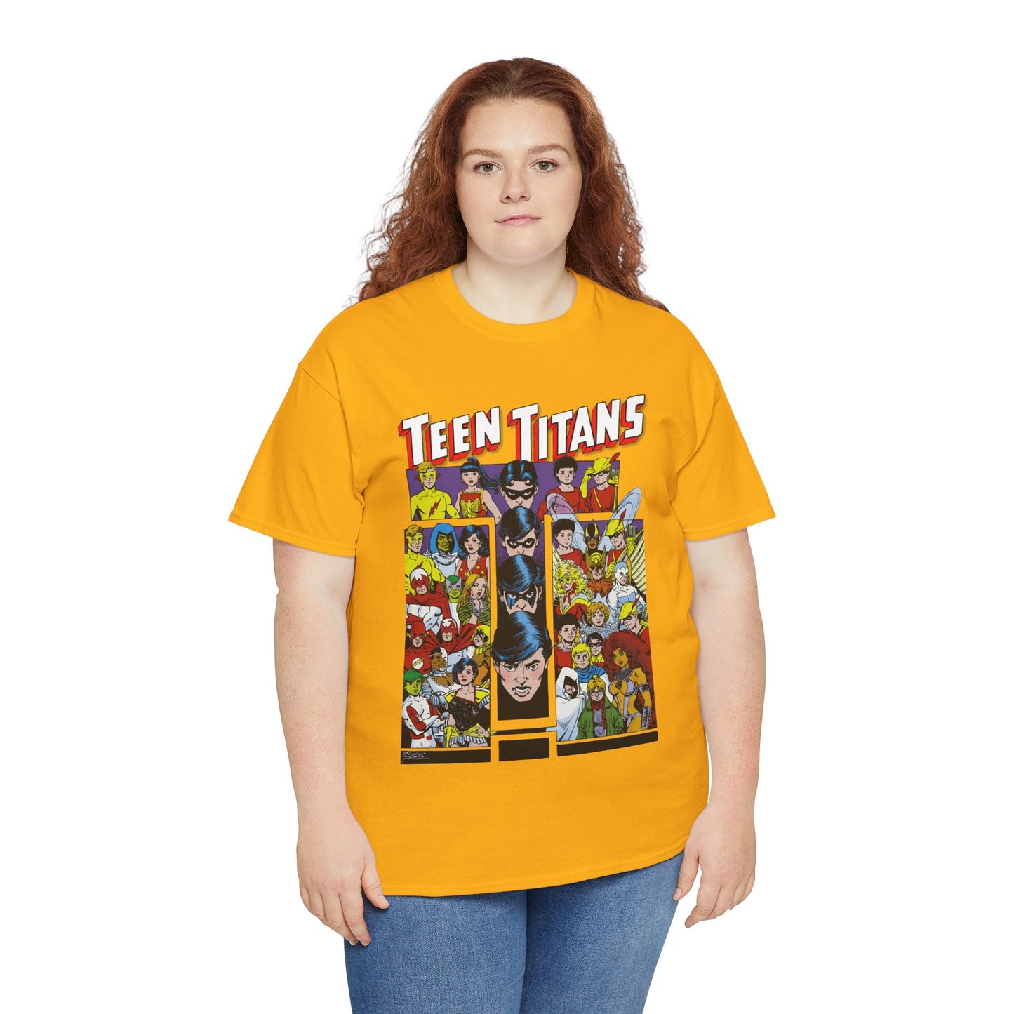 Teen Titans T-Shirt - George Perez Art - Wonder Girl, Bumblebee, Kid Flash, Starfire, Cyborg, Raven, Lilith, Flash, Hawn & Dove, Robin - DC Comics